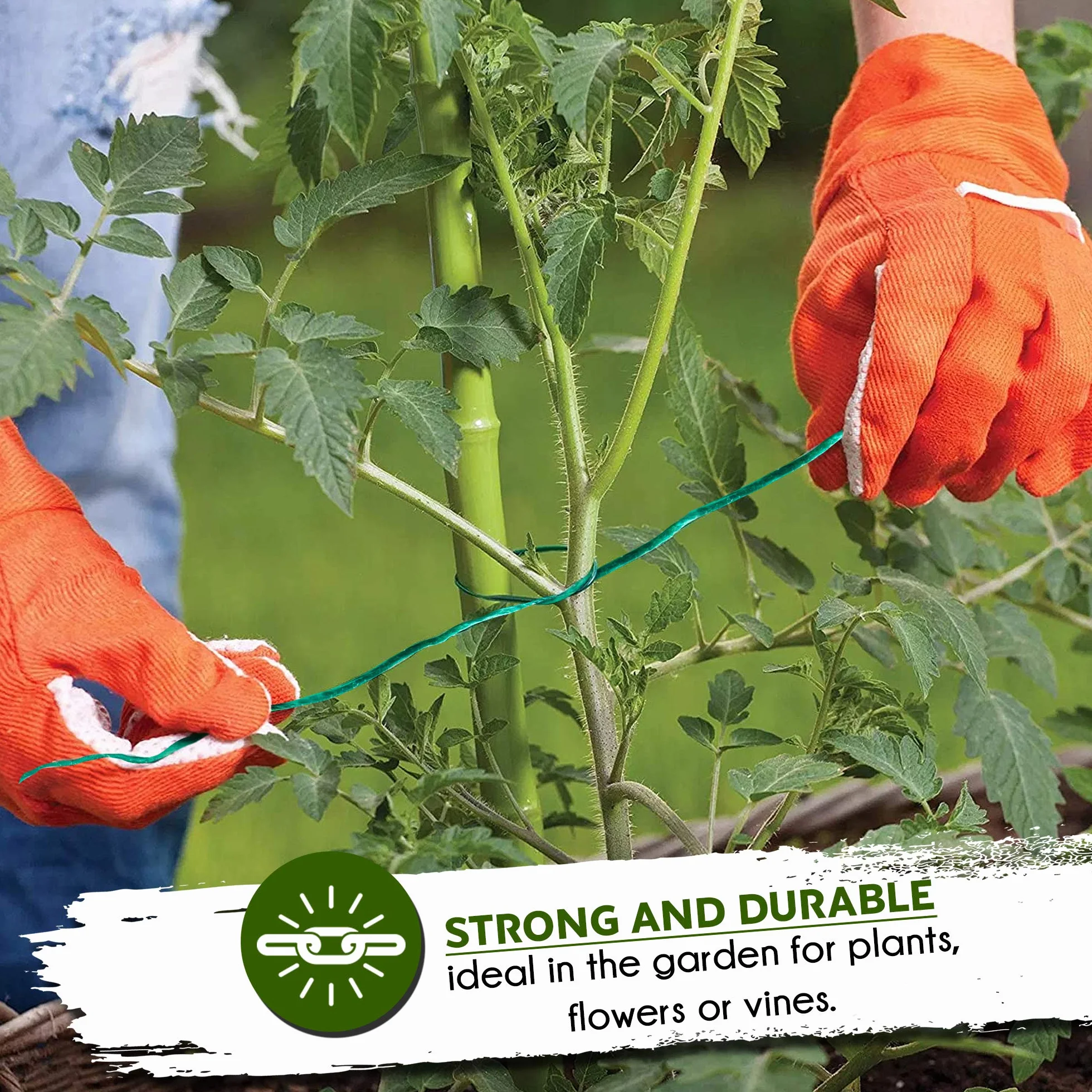 Green Thumbz Zielony sznurek ogrodowy, wytrzymały sznurek polipropylenowy do podtrzymywania roślin, owijania, wiązania i ogrodnictwa, wytrzymały, wielokrotnego użytku, odporny na gnicie i warunki