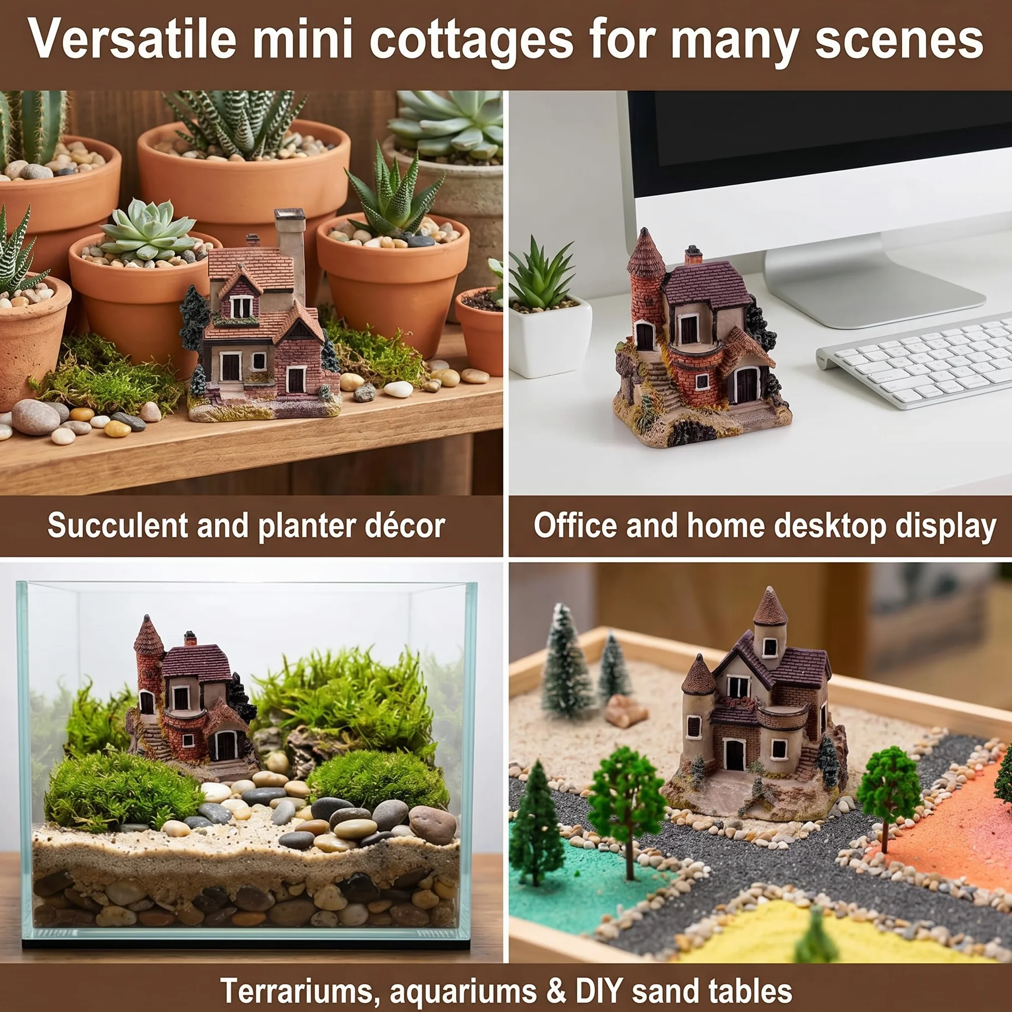4 szt. miniaturowy dom bajka ogrodnictwo mikro krajobraz wioska kamień dom bonsai terrarium rzemiosło ozdoby akcesoria dekoracja domu żywica