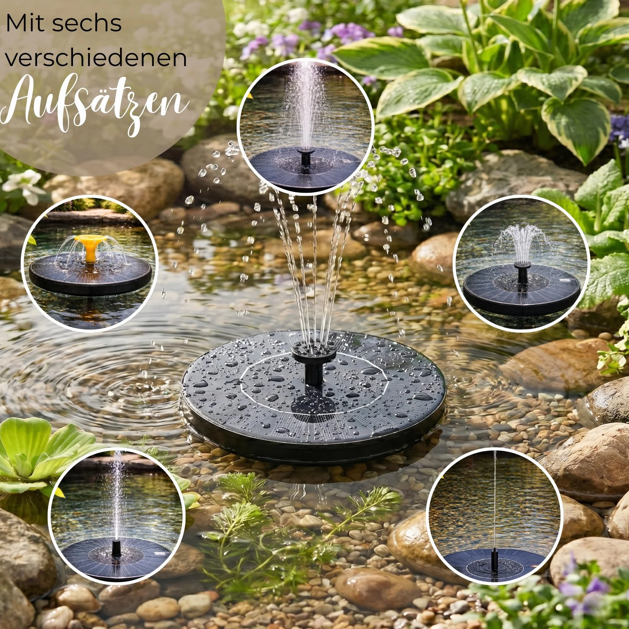matches21 HOME & HOBBY Zestaw fontanny solarnej do użytku na zewnątrz – 45 cm misa zielona jako fontanna ogrodowa