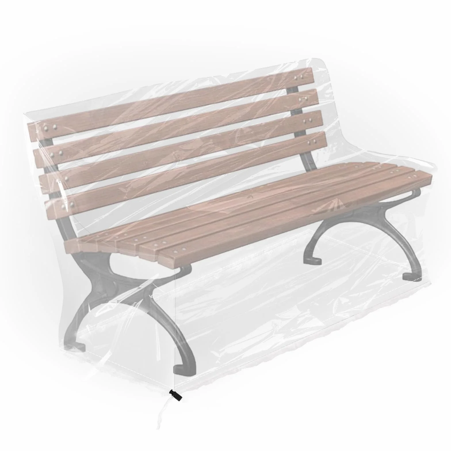 Plandeka na meble ogrodowy, 3-osobowa ławka, 160 x 80 x 75 cm, przezroczysta osłona ze sznurem ściągającym, pokrycie z PE do ochrony