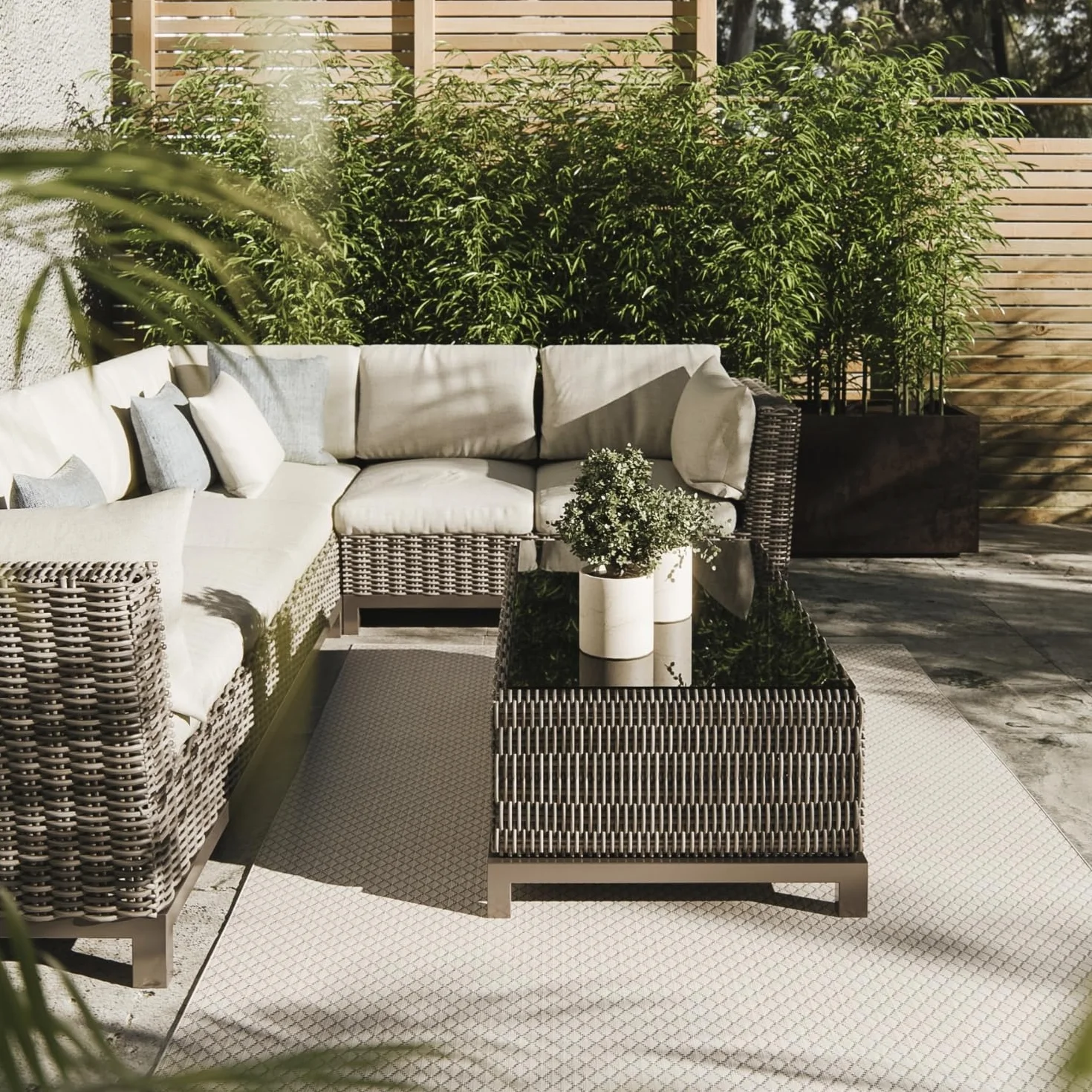 Interiyou dywan zewnętrzny Lome - 140x200 cm Biały - Geometryczny wzór, odporny na warunki atmosferyczne, balkon, taras, ogród, kuchnia, odporny na promieniowanie UV, płaski splot