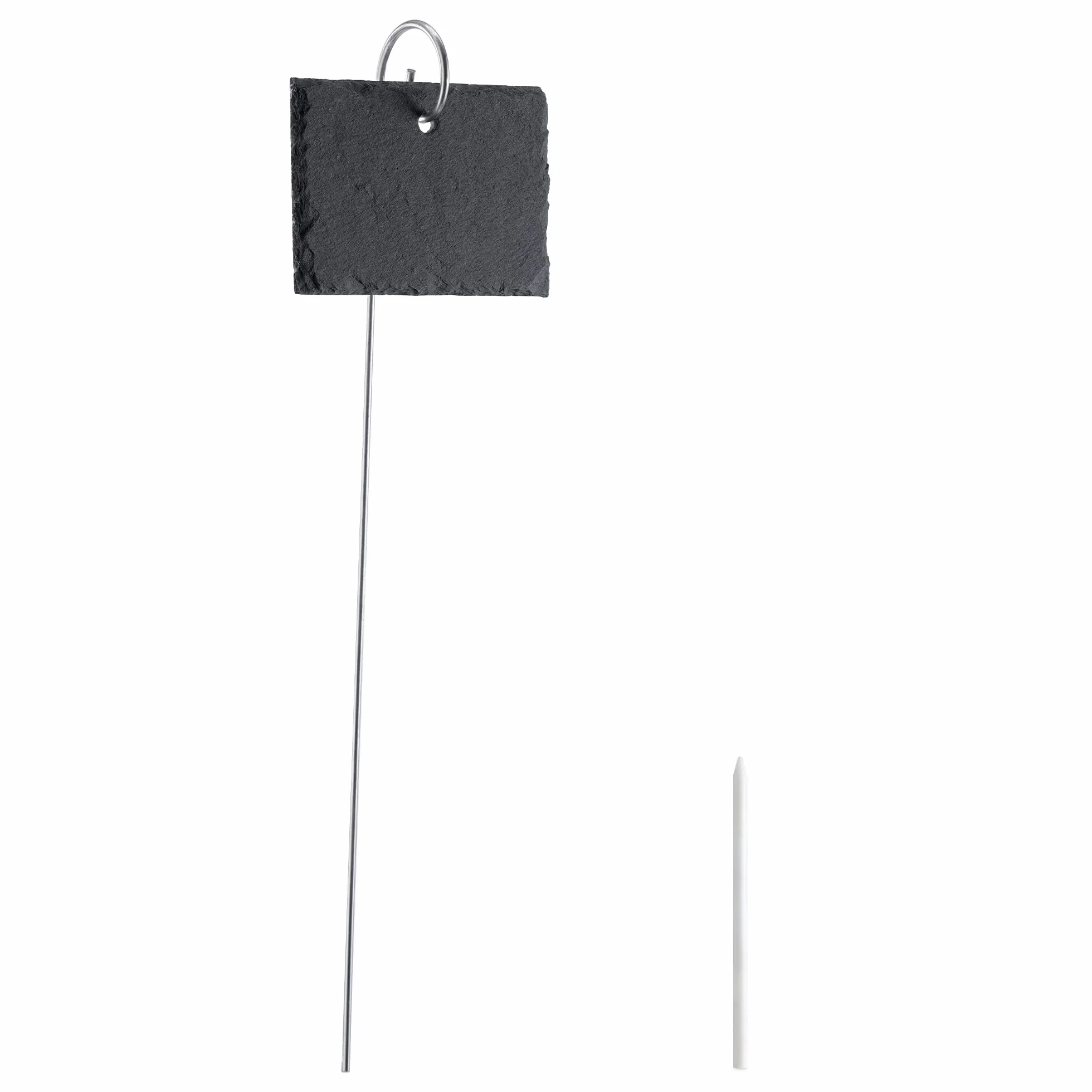 Navaris 10 x łupek tabliczki na rośliny z metalowym prętem 40 cm - z kredą - 10 x 7 cm - przypinki do roślin do opisywania - tabliczki ogrodowe łupkowe