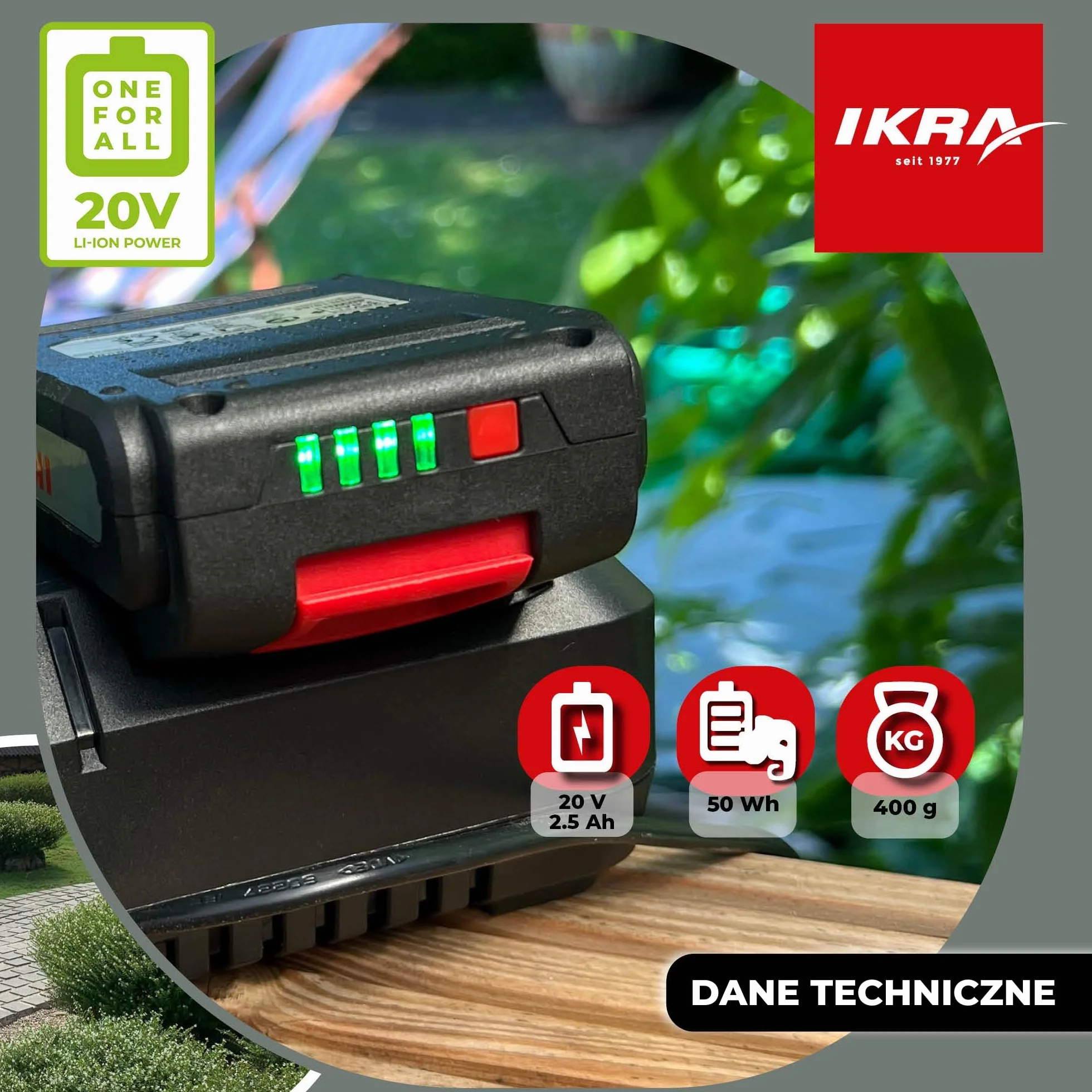 IKRA 17180249-AZ 20 V 2,5 Ah akumulator litowo-jonowy akumulator zastępczy