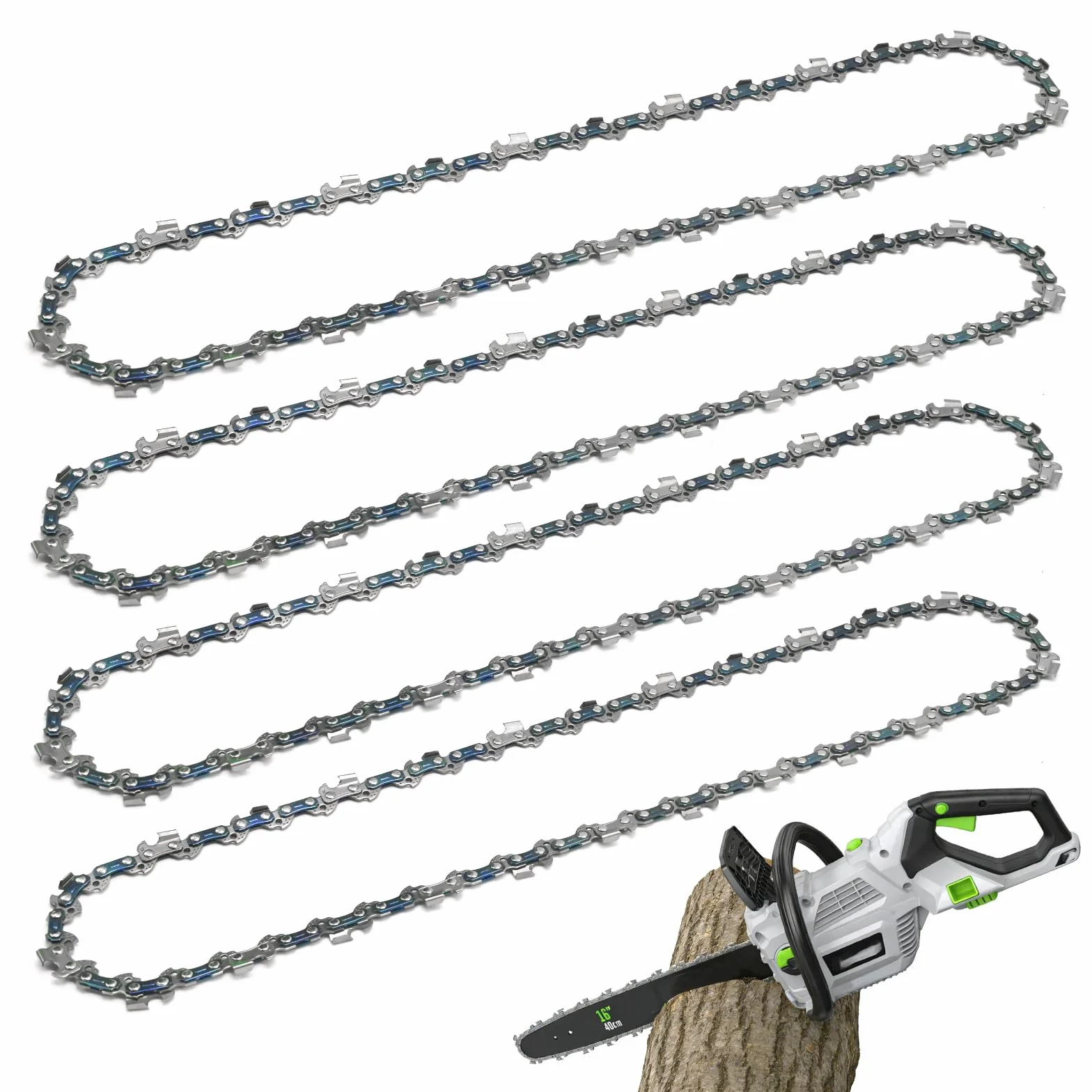4 sztuki łańcucha do piły łańcuchowej 35 cm (14"), 3/8"LP 0,043" (1,1 mm) z 52 ogniwami napędowymi, zamiennik dla Bosch AKE3000, AKE30-17S, zamiennik dla Husqvarna 120i, 136i, 330i