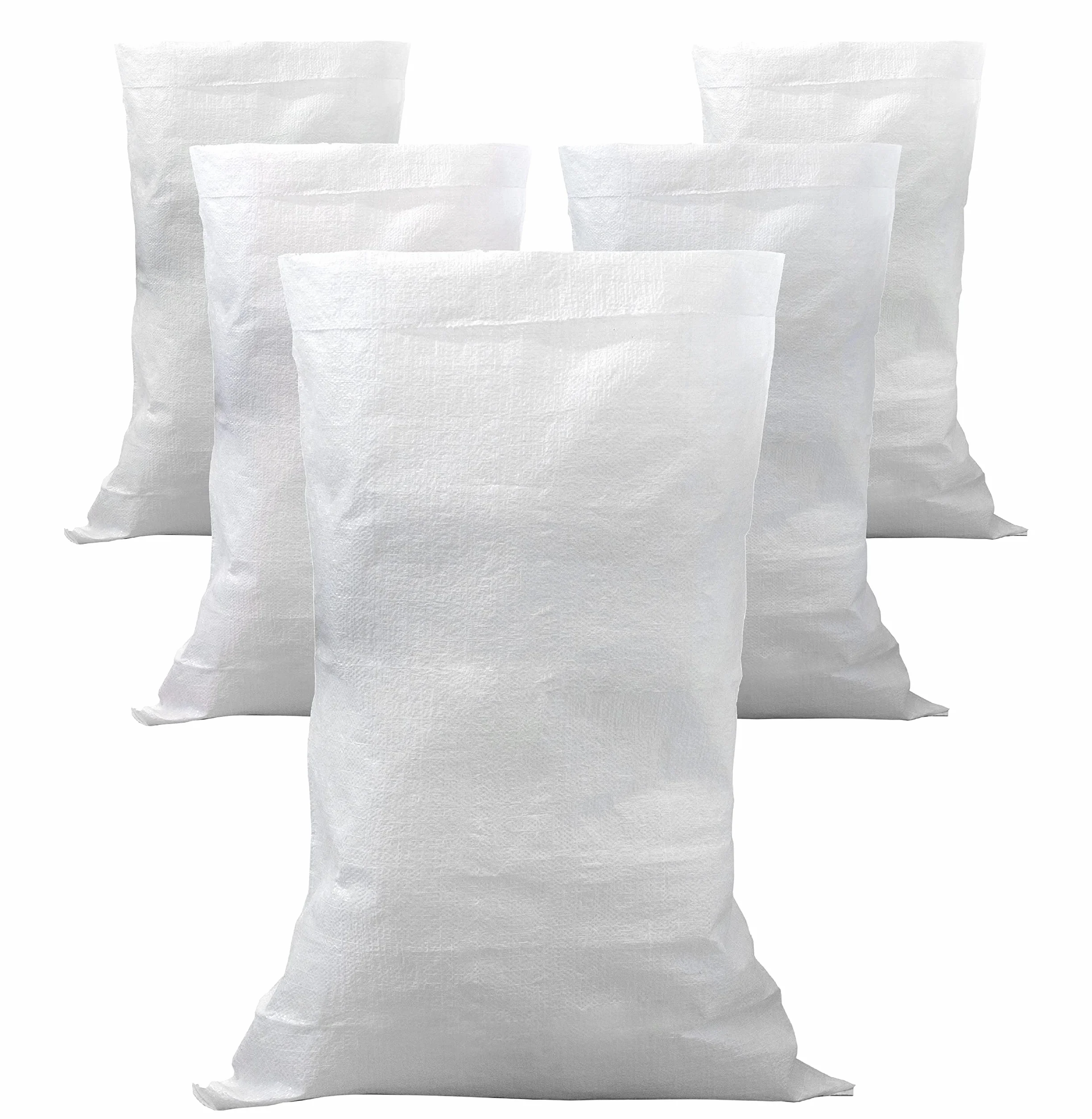 IPEA 5 worków ogrodowych i gruzu z bardzo wytrzymałego polipropylenu - 105 x 55 cm - Wielofunkcyjny worek do pakowania, warzyw, piasku, gruzu, majsterkowania - pojemnik na przedmioty - biały