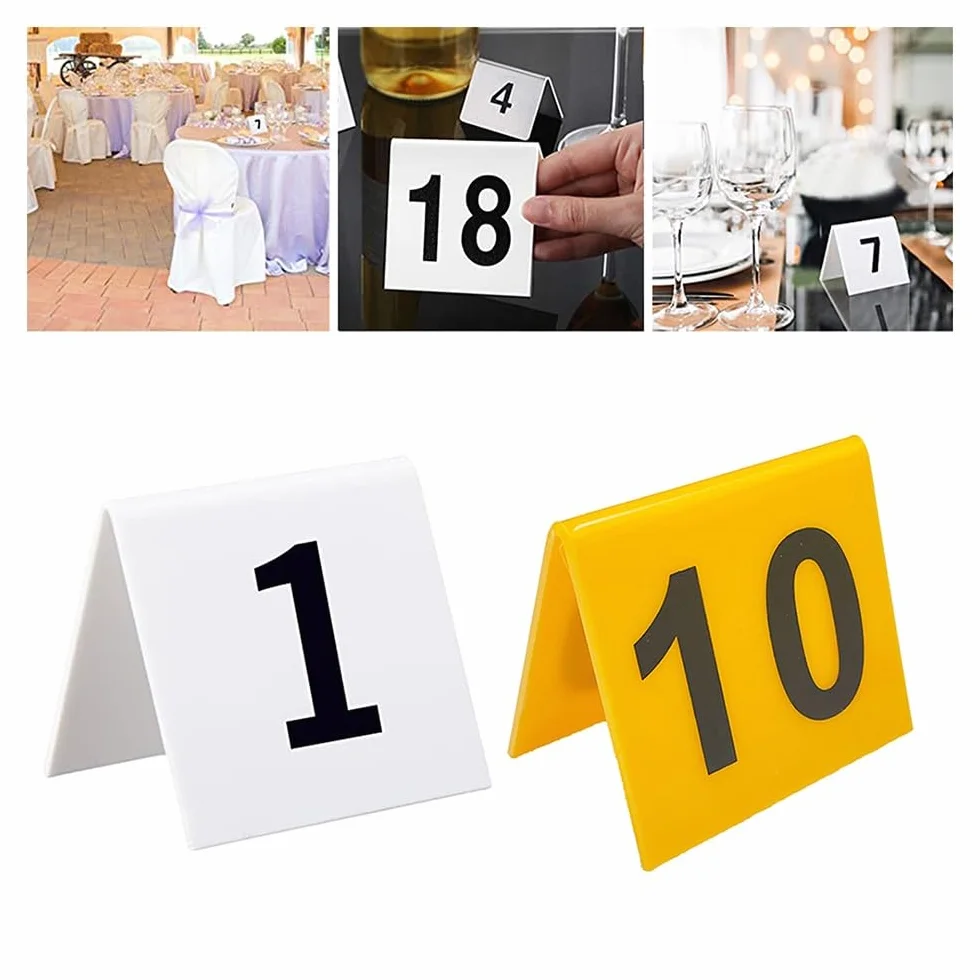 Acrylic Table Tent Sign 1-20, Table Number Signs Acrylic Number for Wedding Roman Numerals Table Number Signs (Color : Yellow, Size : 1-20pcs)