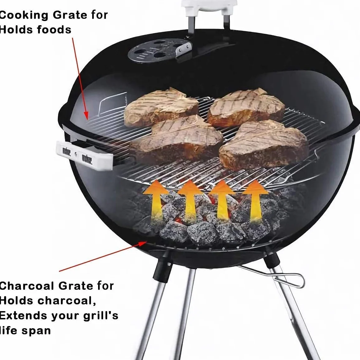 Denmay ruszt do gotowania węglowy 7441 zestaw czyszczenia 7444 do Weber 57 cm One-Touch Master-Touch grill węglowy
