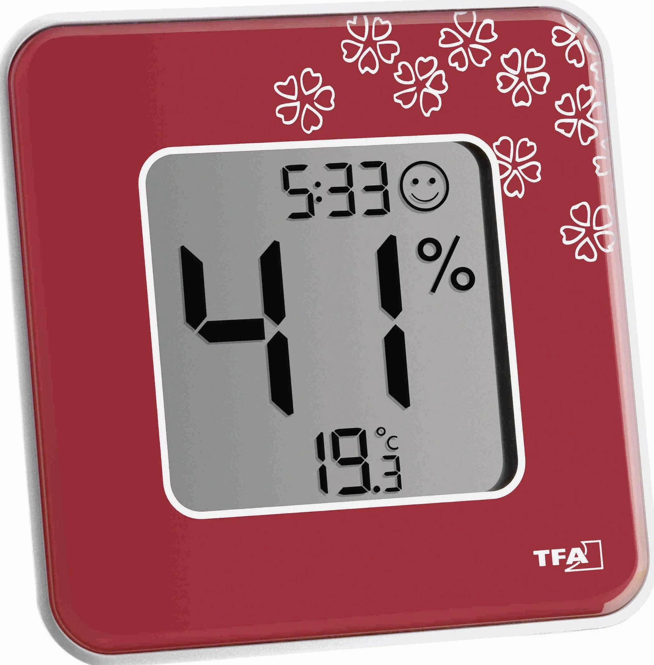 TFA Dostmann Stylowy, cyfrowy termohigrometr, temperatura wewnętrzna, wilgotność powietrza, strefy komfortu, dla zdrowego klimatu w pomieszczeniu
