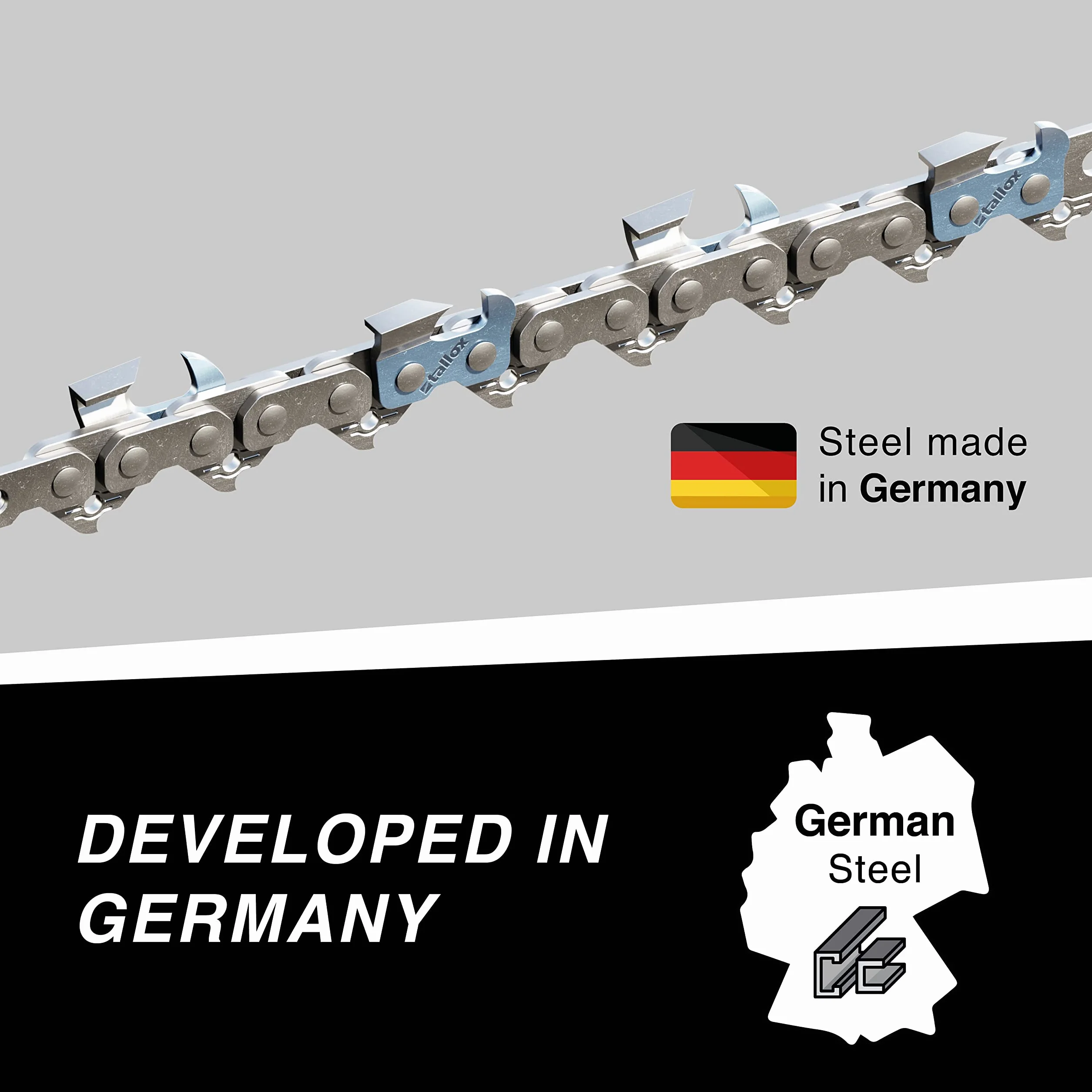 Tallox 3 łańcuchy do piły 3/8'', 1,1 mm, 52 TG, 35 cm, miecz kompatybilny z Oregon Makita Bosch