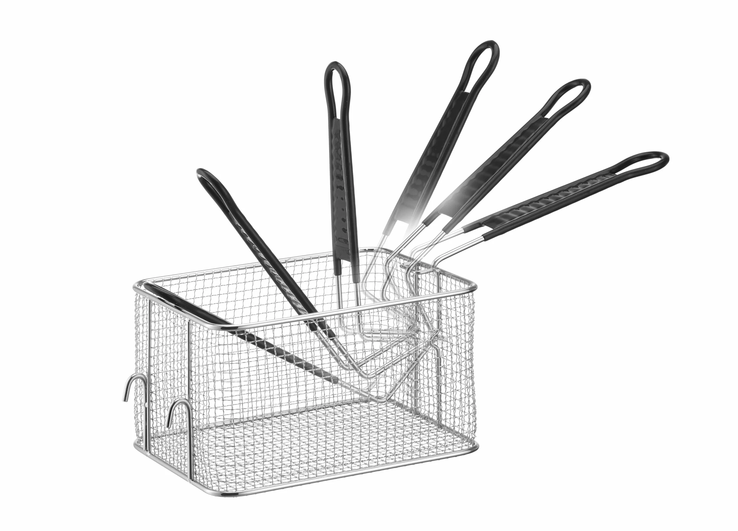 HENDI Kosz do smażenia, do frytkownicy HENDI (215012 i 215029), uchwyt odporny na wysoką temperaturę, długość uchwytu: 225mm, 208x140x(H)125mm, stal nierdzewna