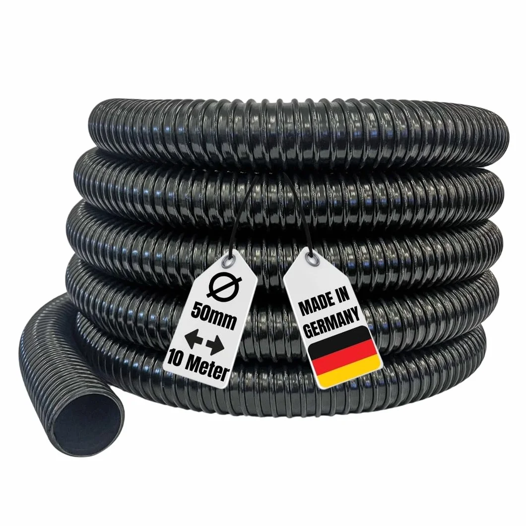 AquaOne Wąż do oczka wodnego, 50 mm, 2", 10 m, wysokiej jakości wąż do oczka wodnego, wąż spiralny, wąż ssący, elastyczny wąż do wody