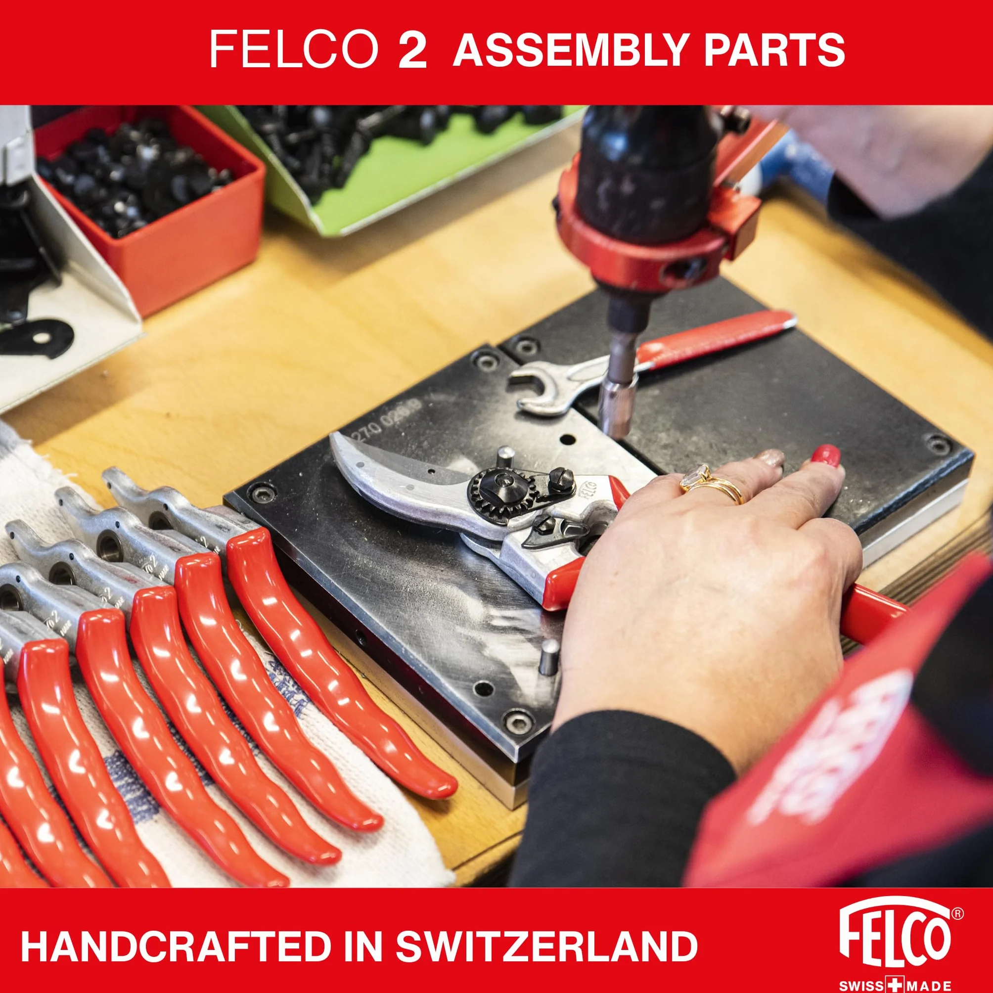 FELCO 2 sekator bypass profesjonalny praworęczny, ostrze 41 mm stal hartowana, kuty aluminiowy uchwyt, precyzyjne cięcie do 25 mm, szwajcarskie narzędzie ogrodowe