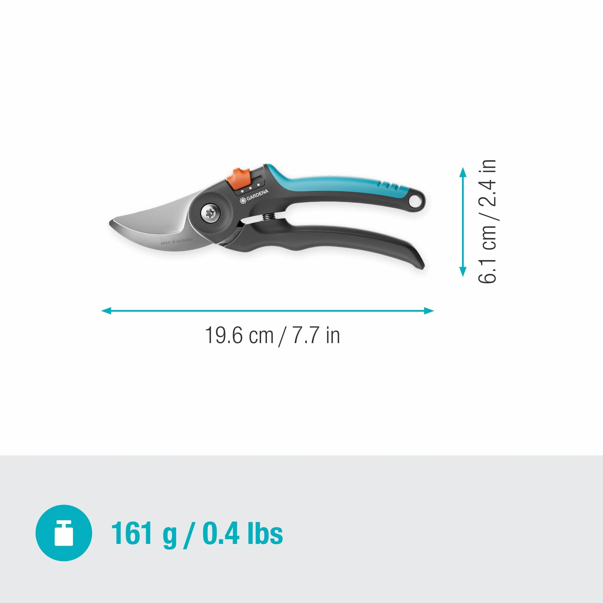 Gardena Nożyce ogrodowe PremiumCut Flex, cięcie obejściowe, do świeżego drewna, średnica cięcia 24 mm, ergonomiczne uchwyty, ostrza PowerCoating, wyprodukowano w Niemczech (12242-20)