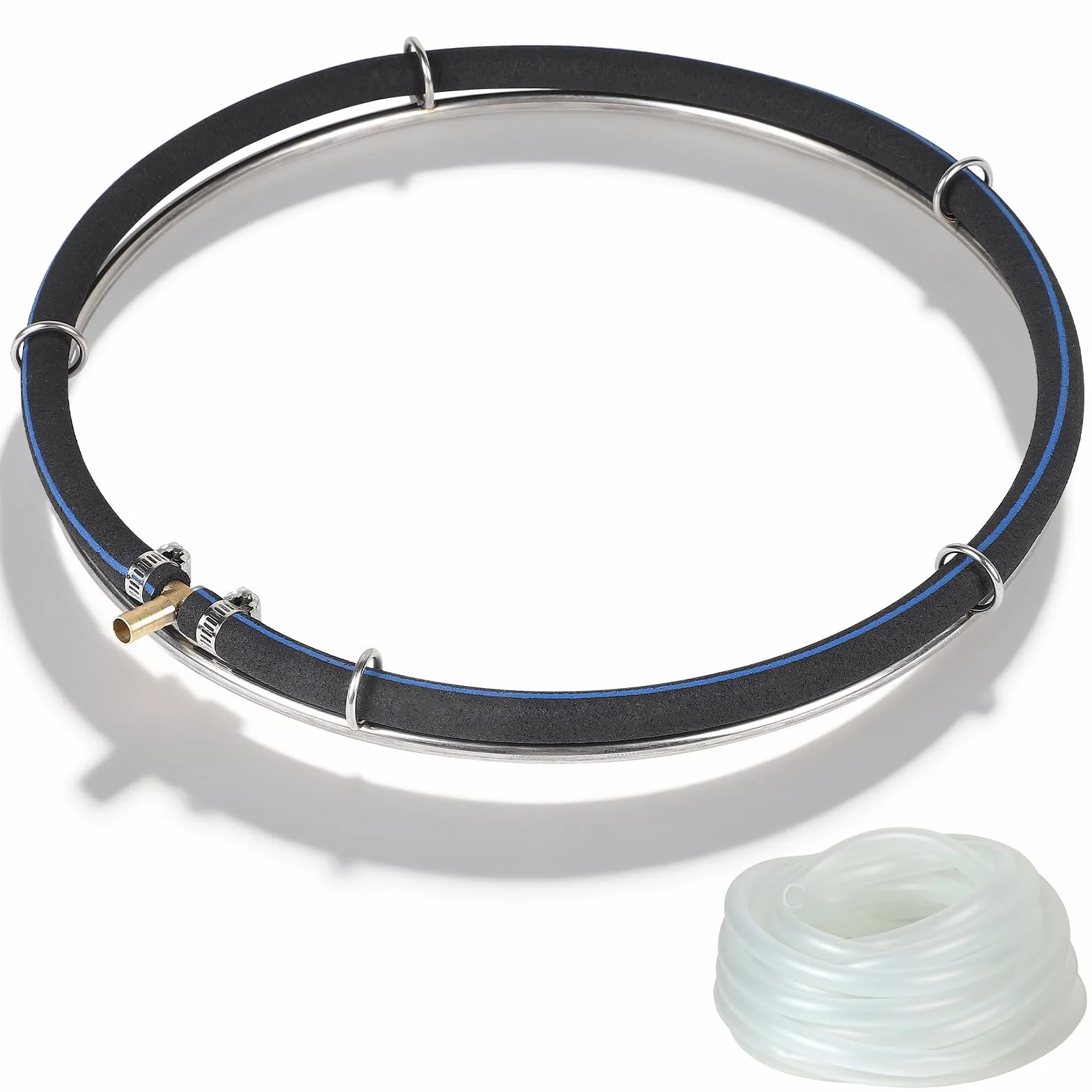efuturetime Pierścień napowietrzający do stawu 35 cm, stal nierdzewna 304, rura 8 mm, wąż 5 m