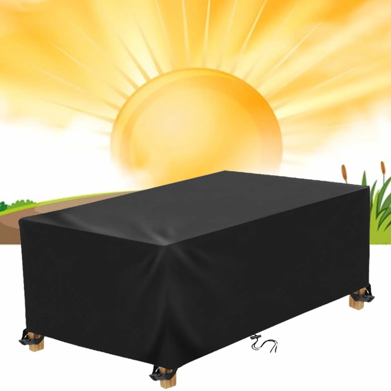 Pokrowce na meble ogrodowe 330x200x90 cm Oxford 420D wodoodporne anty-UV rattanowe