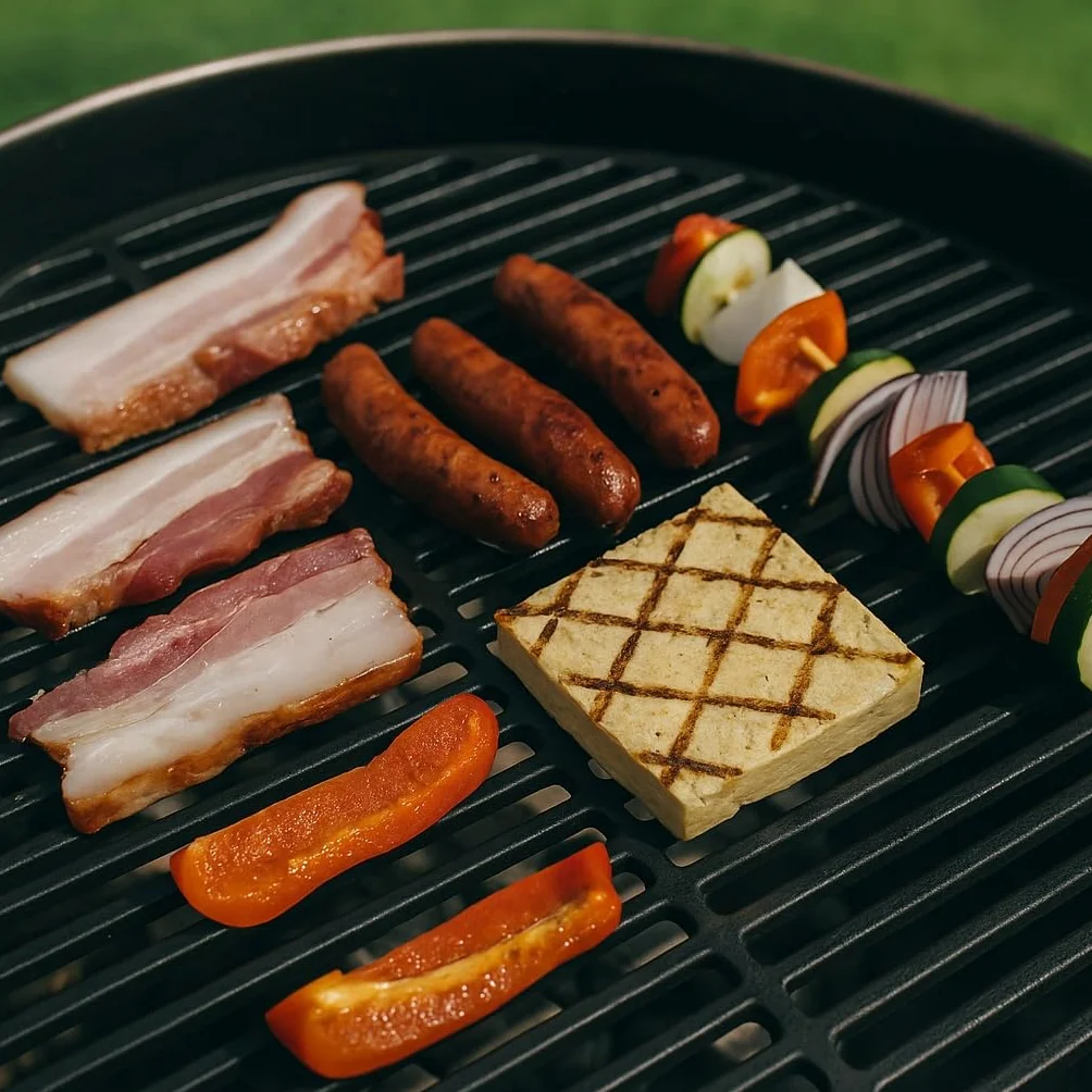 Wiltec Żeliwny ruszt do grilla Ø 45 cm, uniwersalny ruszt grillowy do grilla gazowego i węglowego, żeliwna płyta grillowa do mięsa, ryb i warzyw