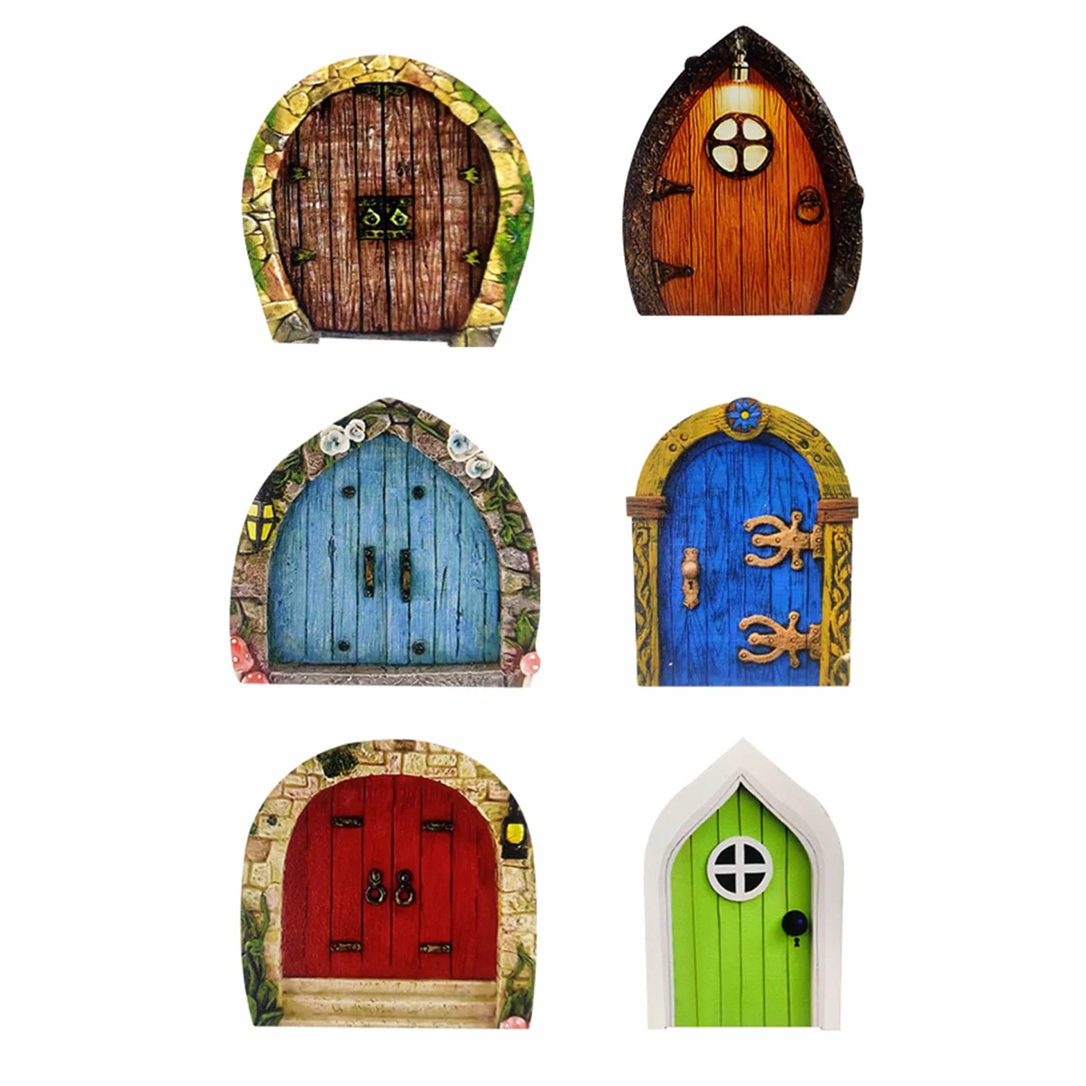 Mini Wróżkowe Drzwi Ogrodowe na Drzewo, 6 szt., Akcesoria do Wróżek