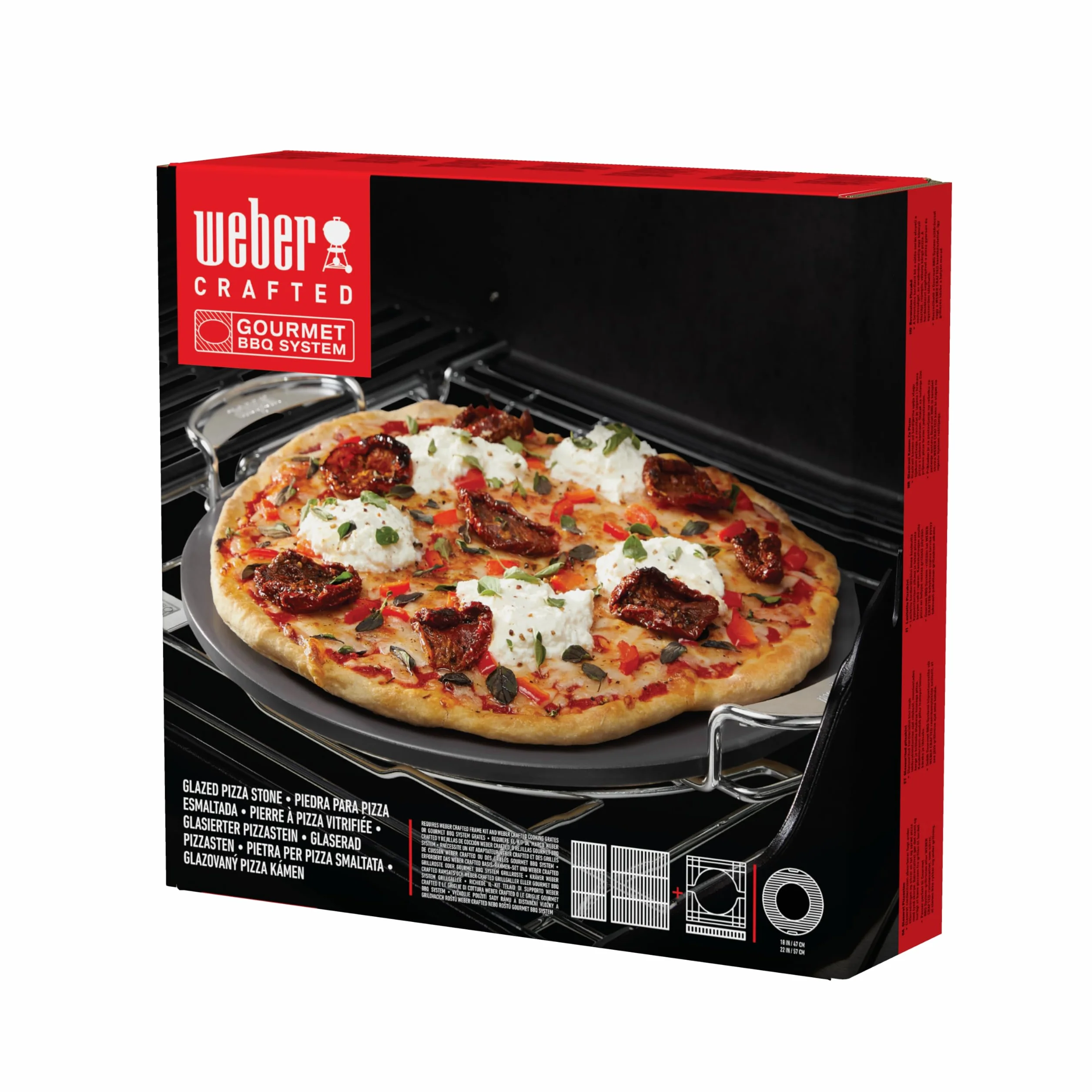Weber Crafted Glazurowany Kamień do Pizzy, Odporny na Temperaturę, Równomiernie Magazynuje Ciepło, dla Chrupiącego Spodu Pizzy i Łatwego Czyszczenia, Kremowy (8861)