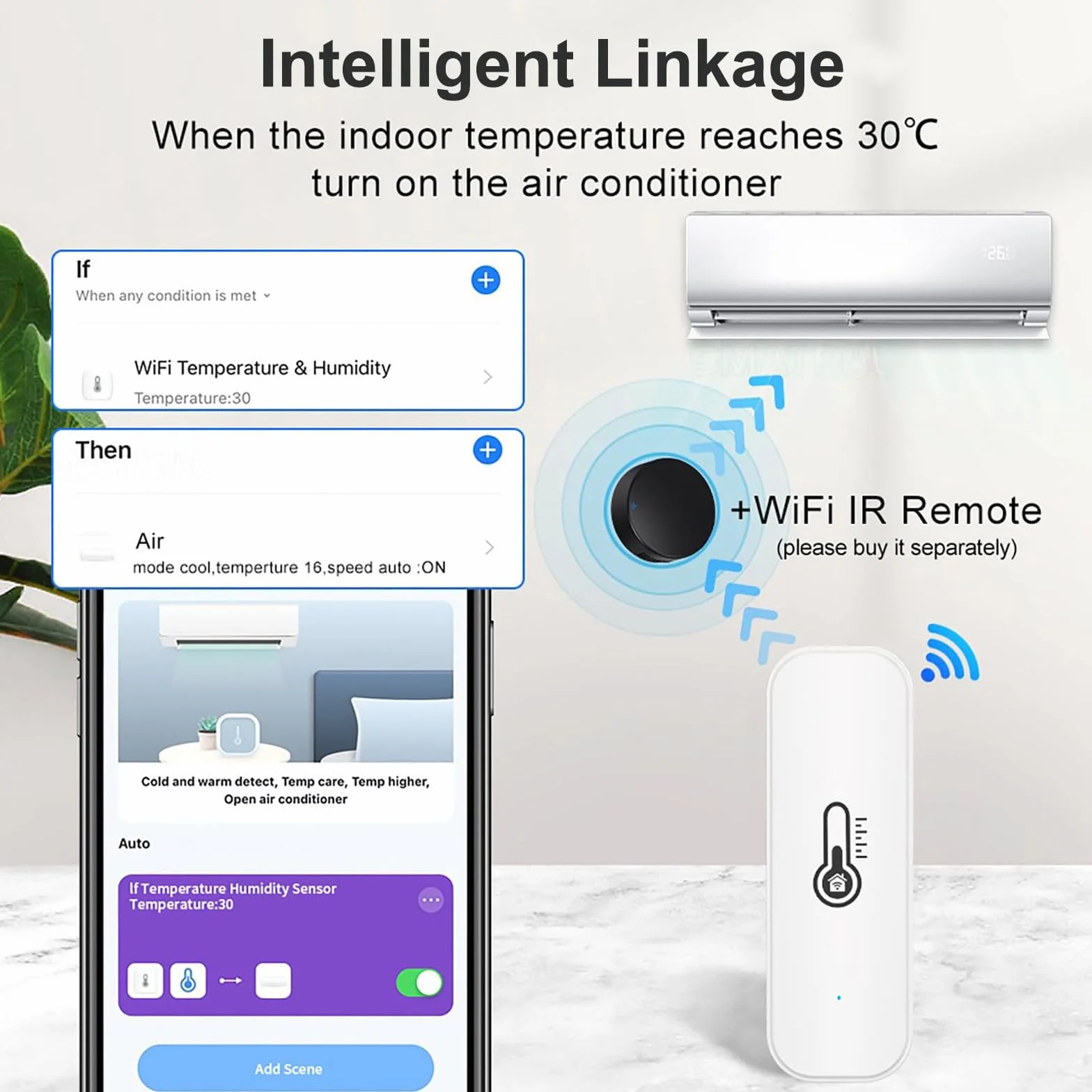 Inteligentny termometr WiFi Bluetooth czujnik temperatury wilgotności do pomieszczeń monitorowanie z aplikacją