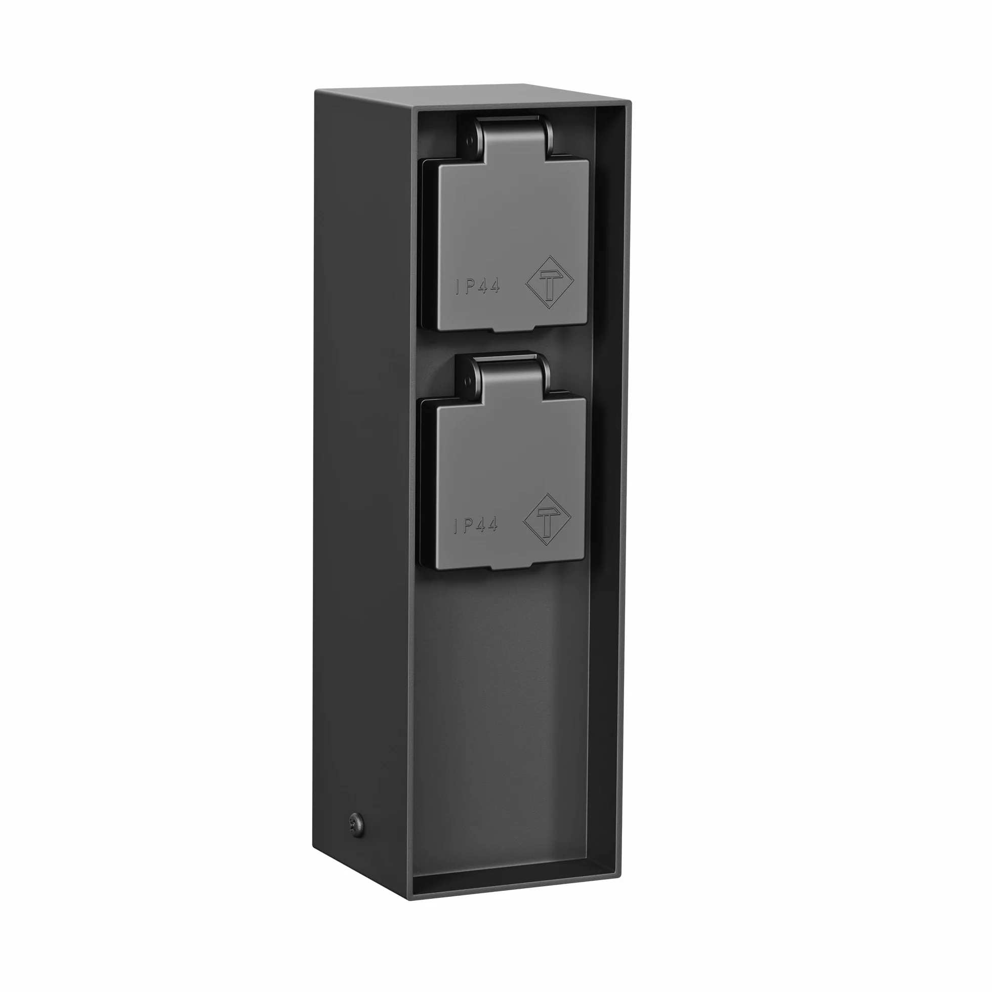 ledscom.de Gniazdo ogrodowe POKU IP44 2-drożne czarne kwadratowe 23cm