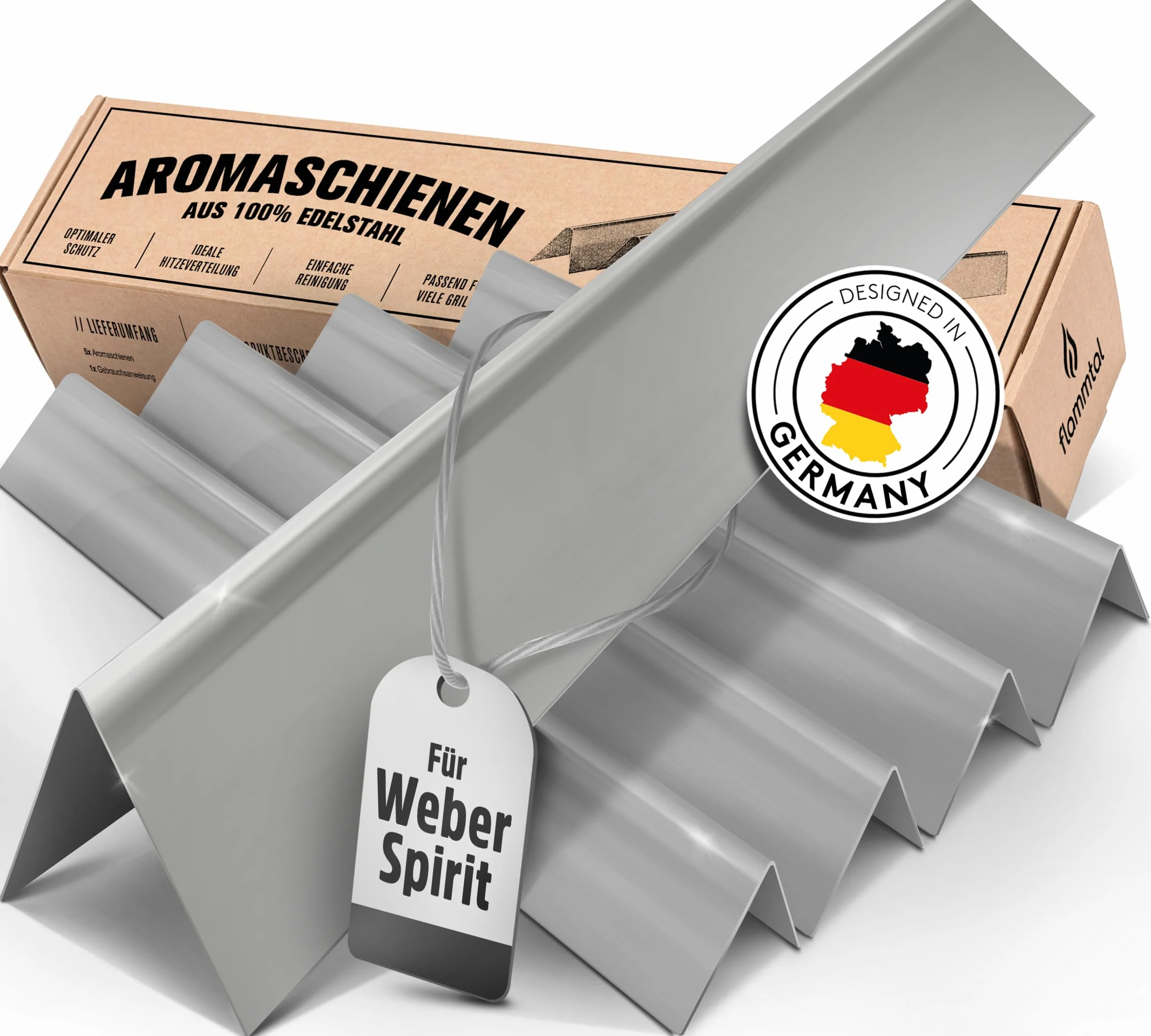 Flammtal Płyty aromatyczne FLAVE 5 sztuk do Weber Spirit 310/320/330 ze stali nierdzewnej