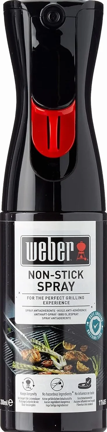Weber Spray zapobiegający przywieraniu 200ml, Spray Nieprzywierający do Rusztu Grillowego, 100% Naturalne Składniki, do Natłuszczania Rusztu Grillowego (17685)