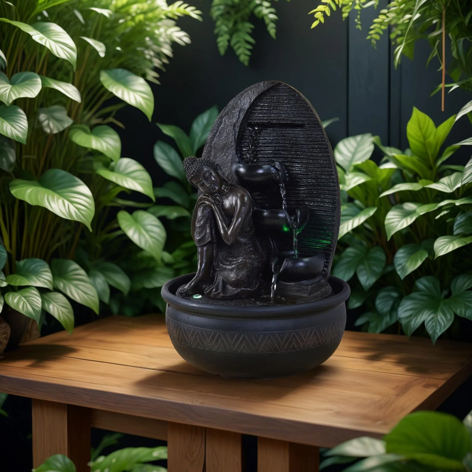 Zen'Light Bouddha Grace Fontanna, Żywica, Brązowy, 26 x 26 x 40 cm