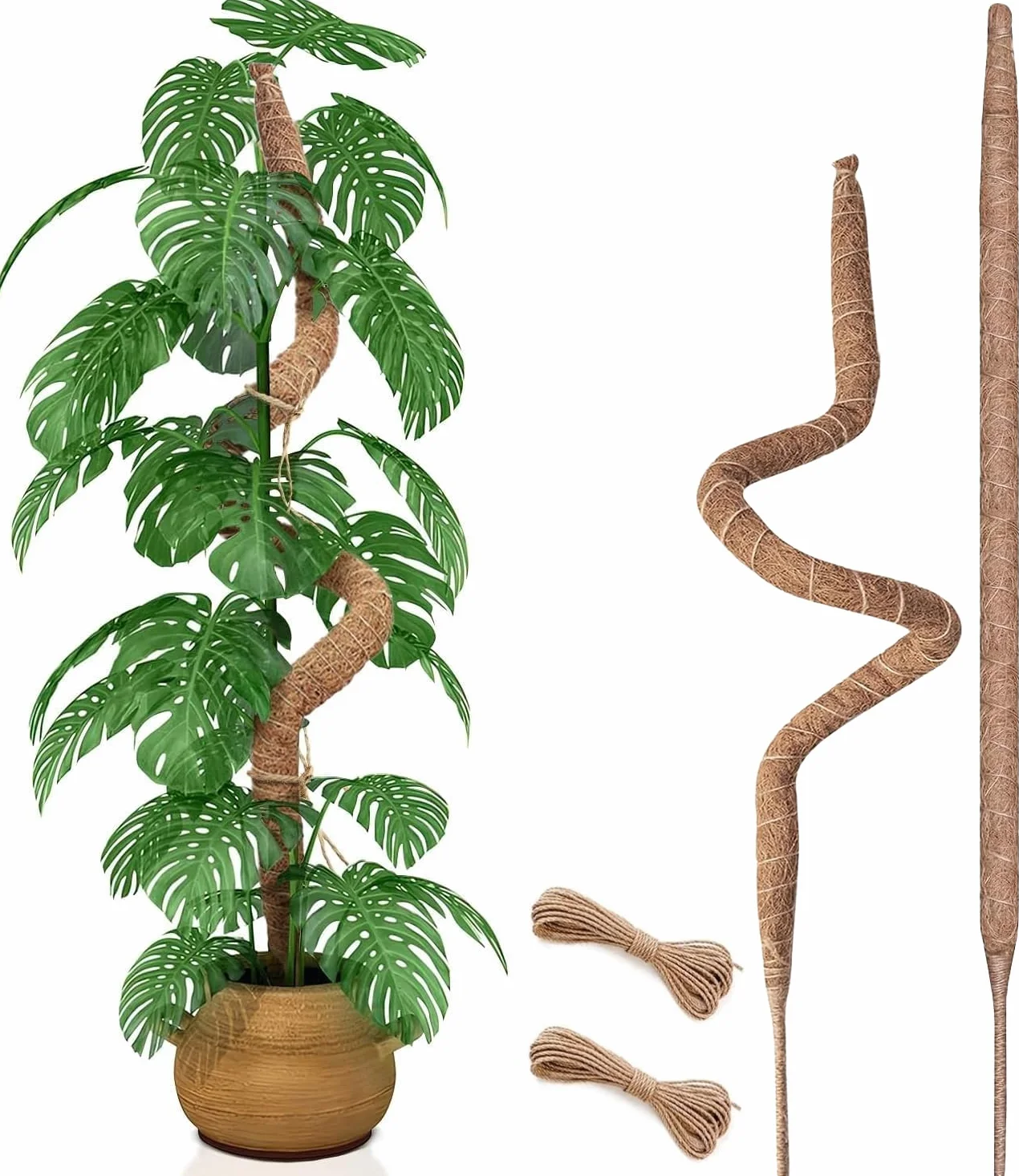 2 sztuki, 70 cm, słupek do mchu, giętki słupek do mchu dla roślin Monstera, wysokie słupki roślin pnących do wnętrz, duży wspornik do słupka do mchu, paliki do kratki ogrodowej dla roślin