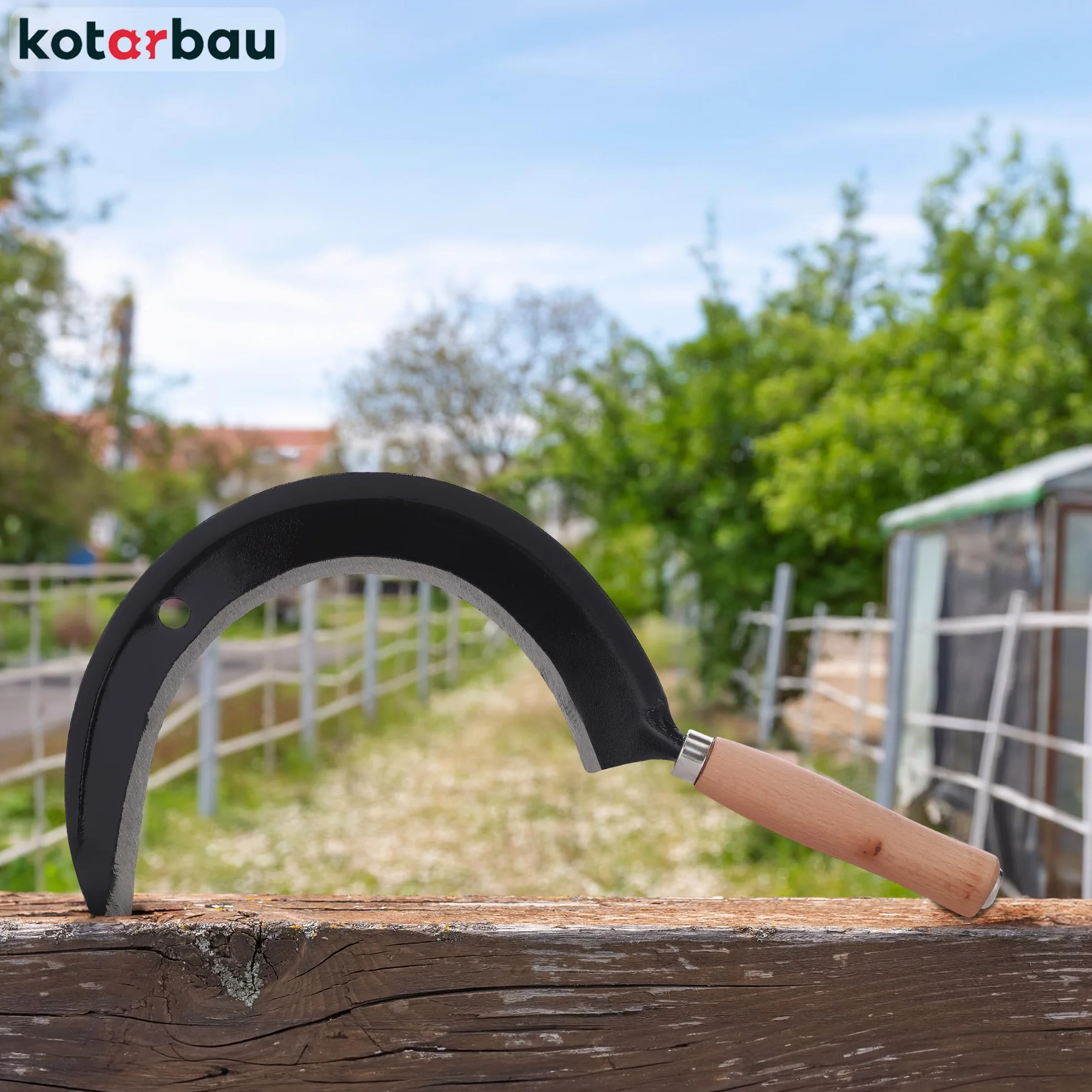 KOTARBAU® Półksiężyc okrągły sierp ogrodowy sierp ogrodowy kuty sierp sierp sierp kuty sierp kosy 235 mm