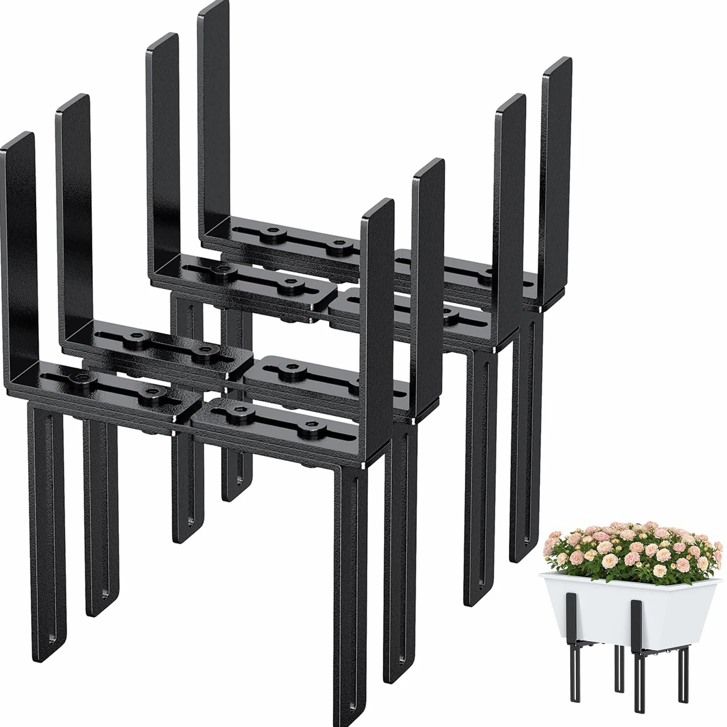 Uchwyt na skrzynki na kwiaty, w kształcie litery H, bez wiercenia, pasuje do balustrad balkonowych o wymiarach 1,5-32 cm i skrzynki na kwiaty 15-23 cm, uchwyt do skrzynki balkonowej na balustradę
