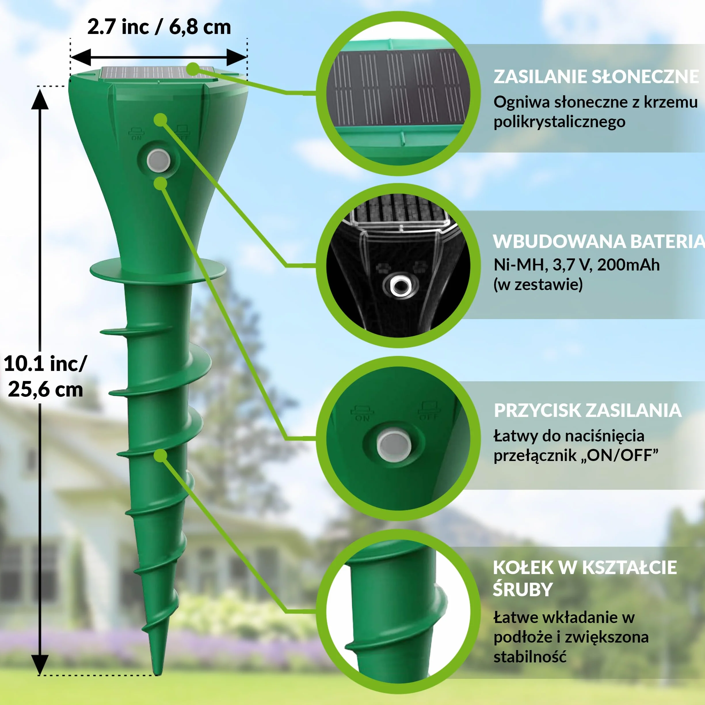ISOTRONIC Solarny odstraszacz kretów do odstraszania kretów, norników i węży – w zestawie szpikulec do wbijania w ziemię do ogrodu – odstraszacz kretów o powierzchni 700 m² (2 sztuki)