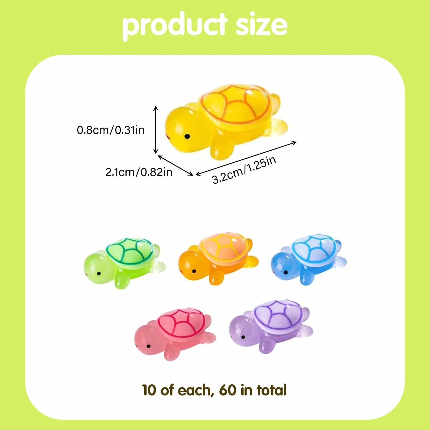 Mini świecące żółwie z żywicy 3,2 cm, figurki do ogrodu, akwarium, dekoracji DIY