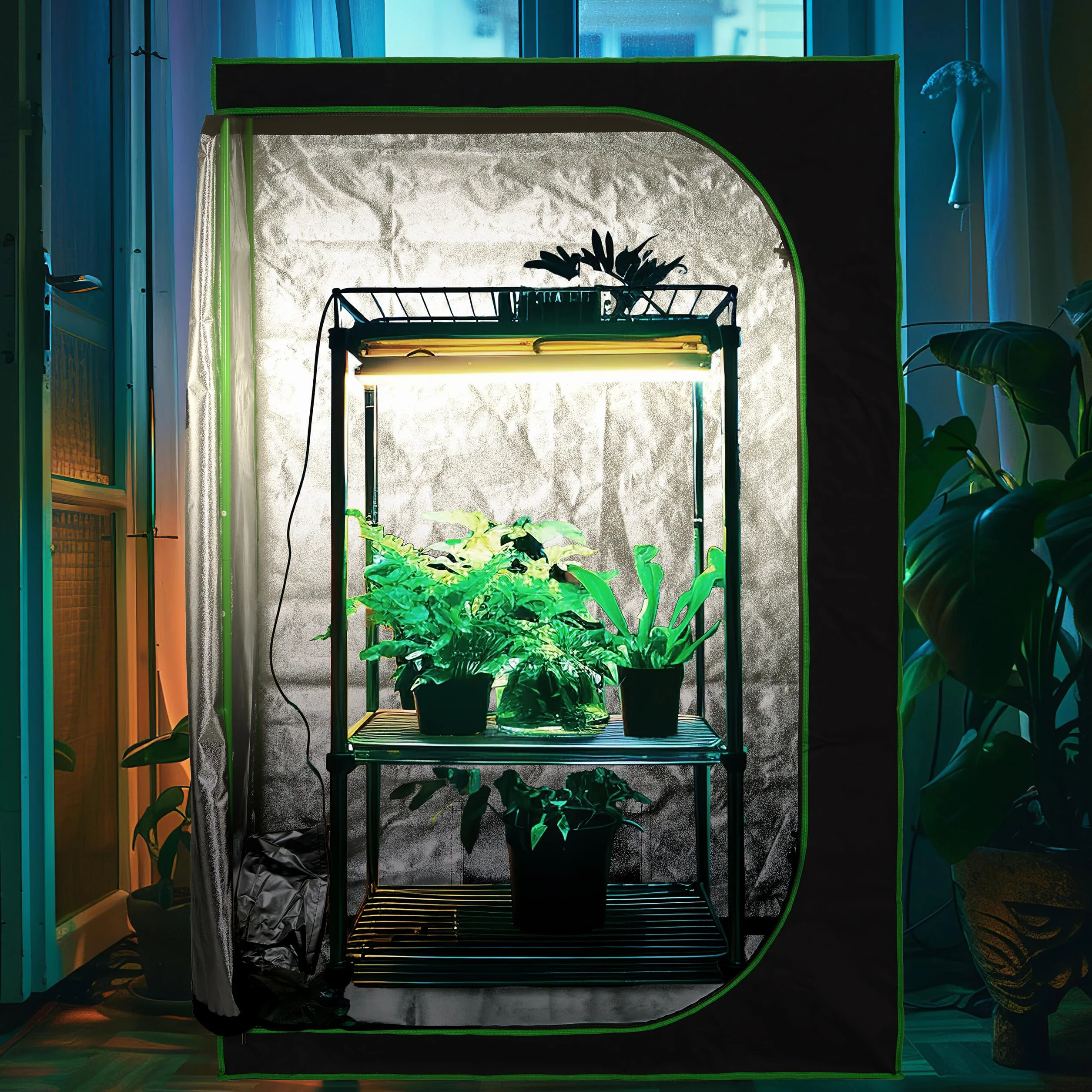 Relaxdays Growbox, wys. x szer. x gł.: 120 x 60 x 60 cm, uprawa roślin, folia odblaskowa wewnątrz, zaciemniony namiot hodowlany, czarny/zielony, 60 x 60 x 120 cm