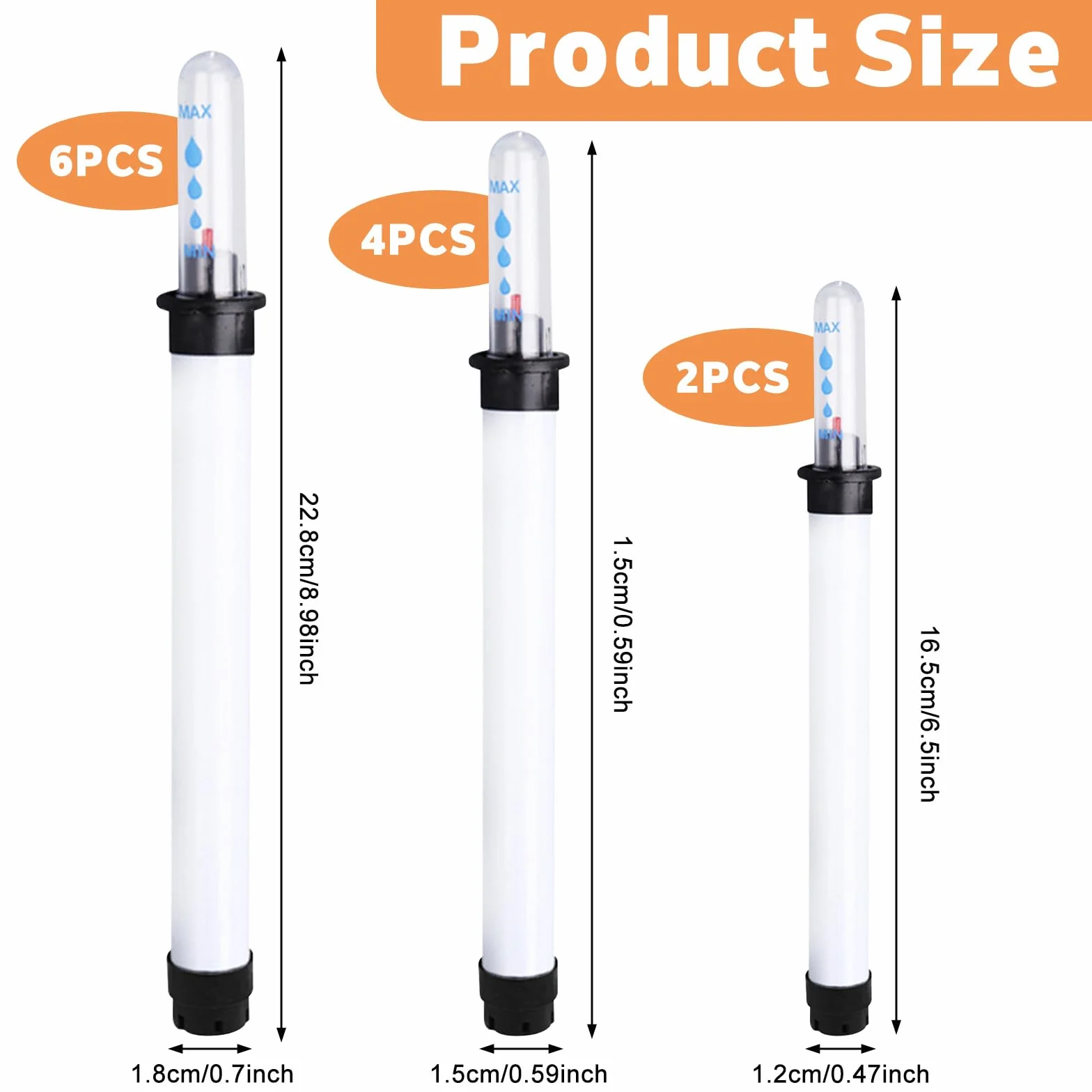 GROOFOO Premium zestaw 12 mierników wilgotności roślin – wskaźnik podlewania 22,8 cm (6 ×) i 20 cm (4 ×) i 16,5 cm (2 ×) do roślin pokojowych i ogrodowych
