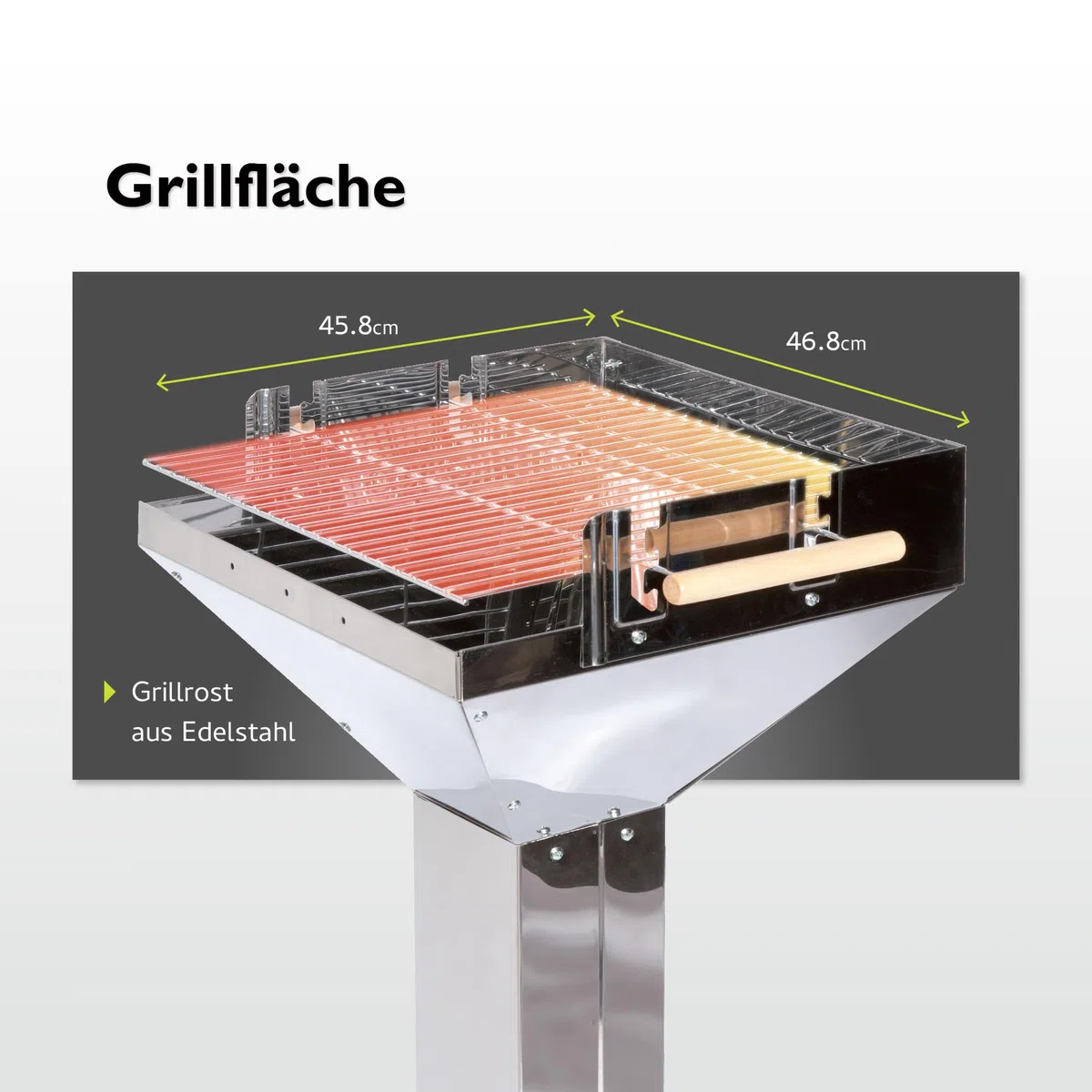 tepro Grill na węgiel drzewny Vista (grill kolumnowy), stal nierdzewna, system wentylacji, wygodna wysokość robocza (ok. 86-90 cm), wymiary ok. 63 x 48 x 91 cm