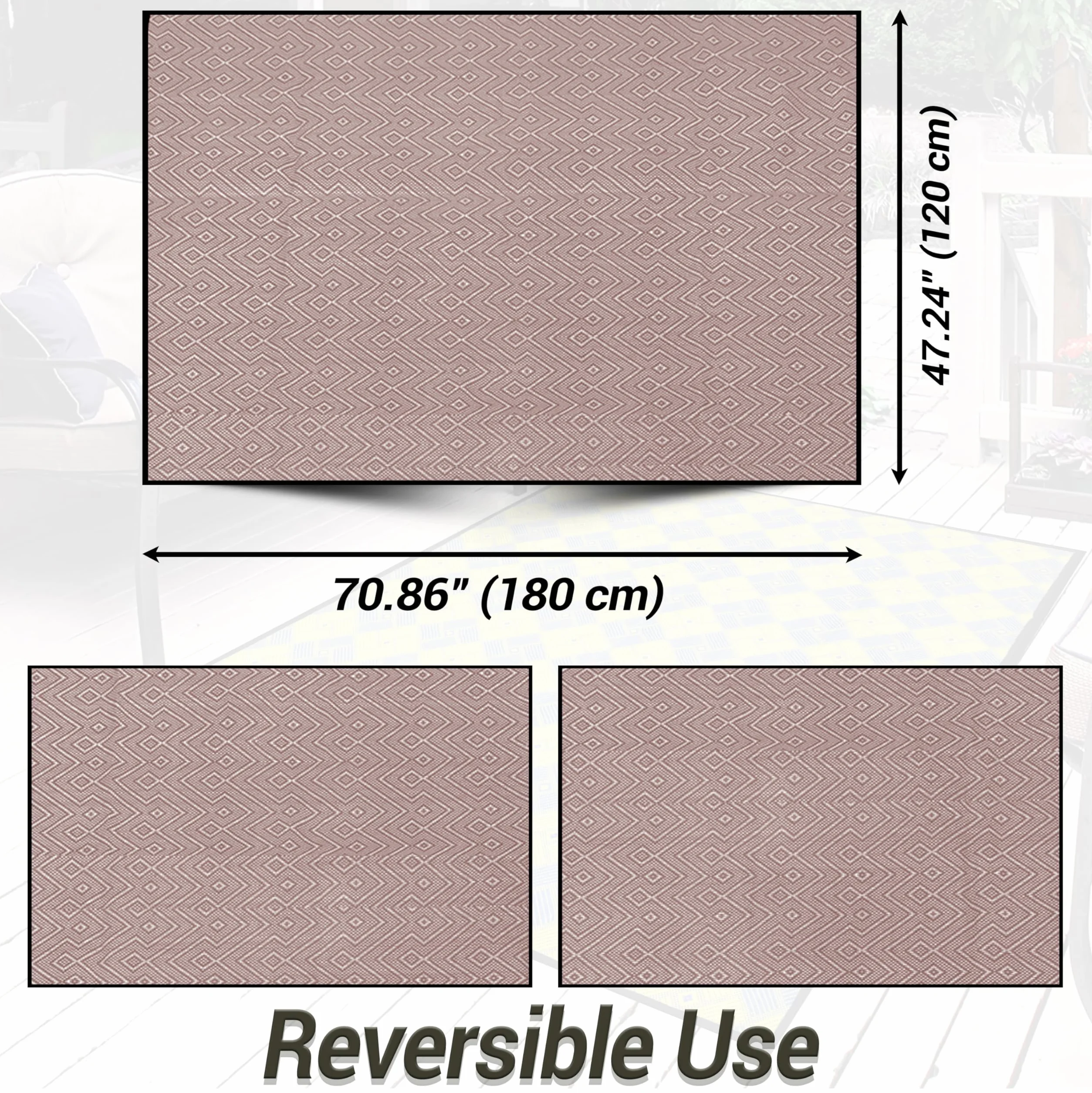 ARSUK dywanik na zewnątrz, piknik koc plażowy Patio Deck mata ogrodowa dywaniki wewnętrzne namiot kempingowy dywan plastikowe odwracalne maty, 180x120cm