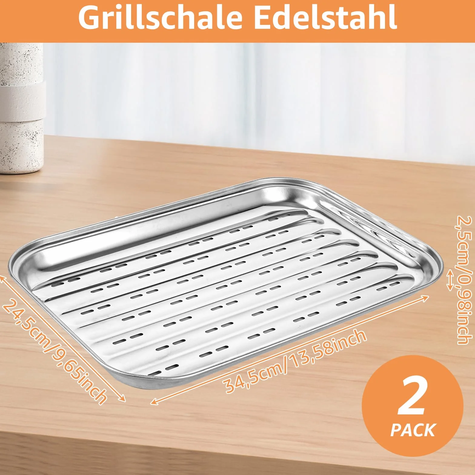 Tacki do grillowania ze stali nierdzewnej prostokątne 34,5x24,5 cm perforowane