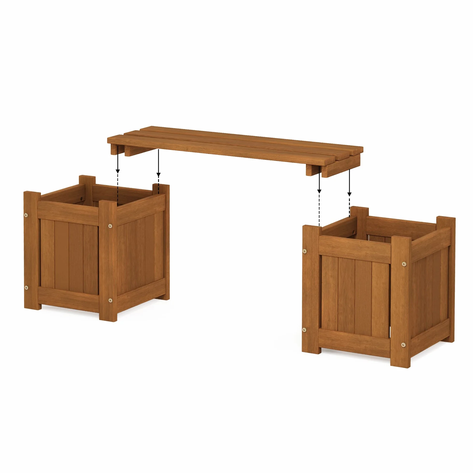 Furinno FG20464 Mini skrzynka na rośliny z twardego drewna, drewno meranti, naturalne, 26,16 x 100,33 x 29,72