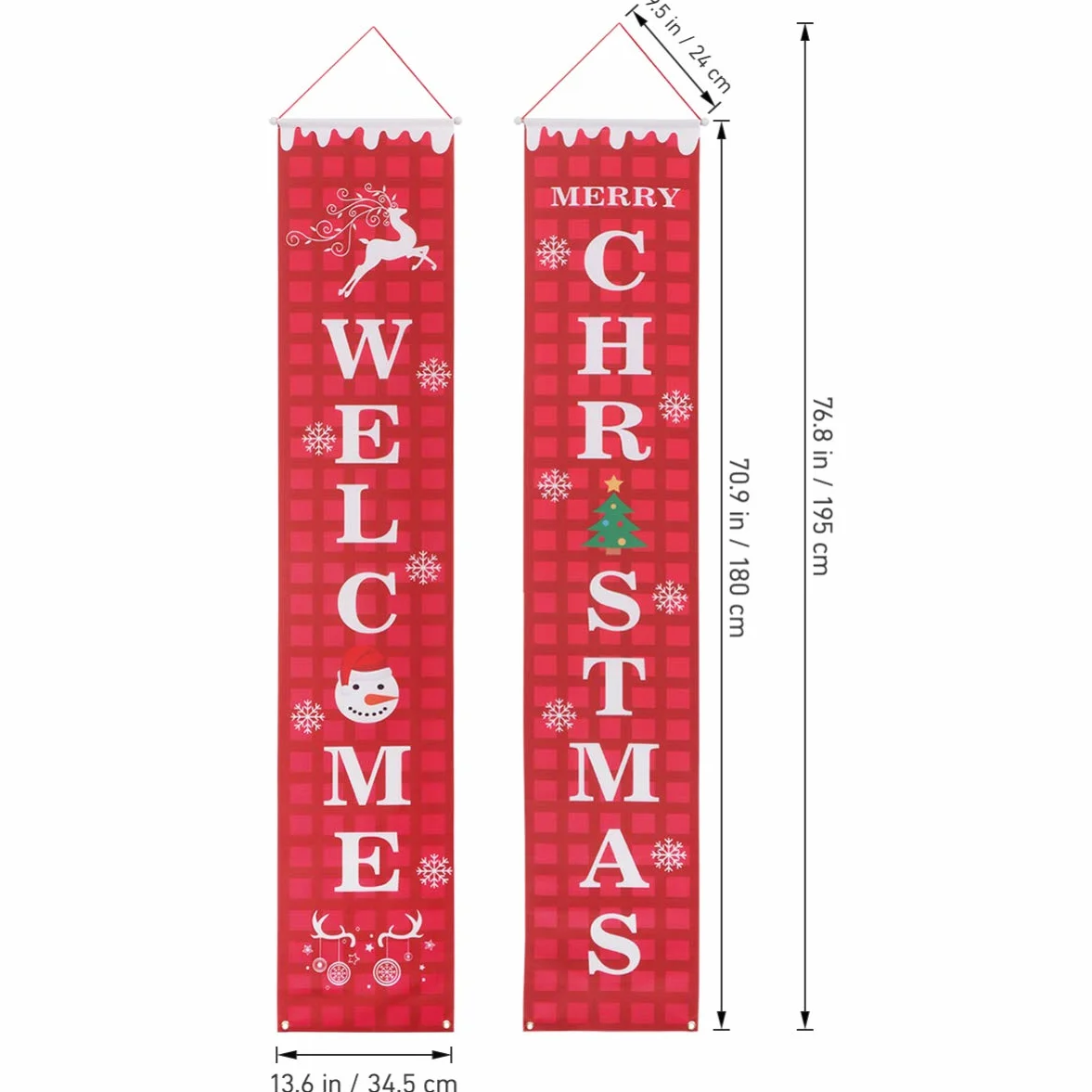 Reusable Oxford Cloth Waterproof Christmas Porch Sign Wall Decor for Home