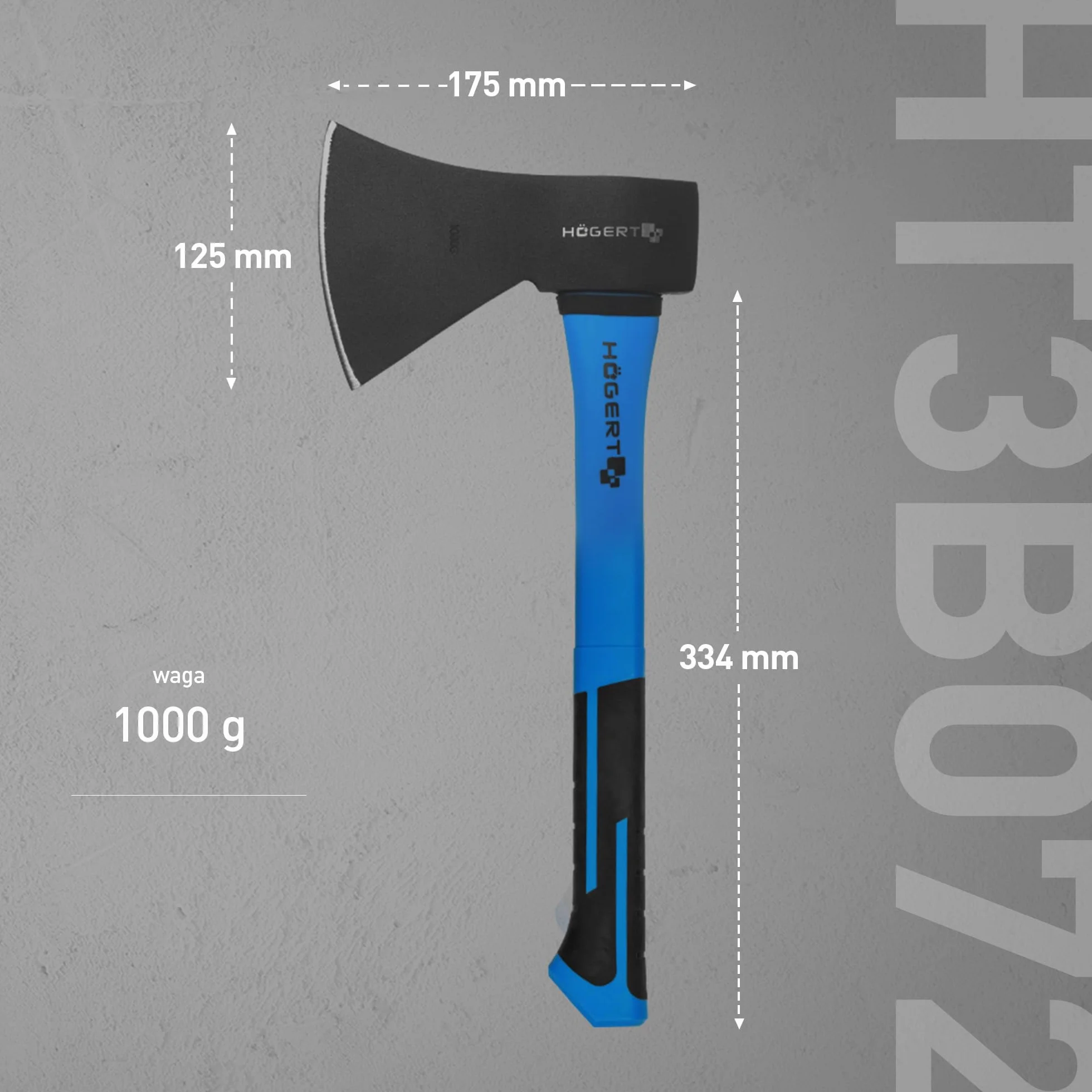 HÖGERT TECHNIK Siekiera 1000 g z trzonkiem z włókna szklanego, hartowane ostrze 47-55 HRC