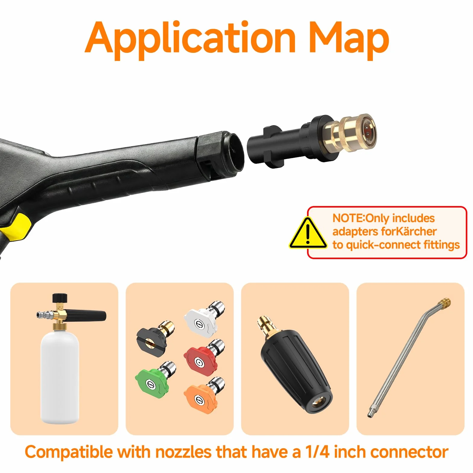 Stone Banks adapter do myjki ciśnieniowej z gwintowanym złączem szybkiego podłączenia żeńskim 1/4'' zgodny z myjkami wysokociśnieniowymi Karcher/Kärcher serii K K2, K3, K4, K5, K6, K7