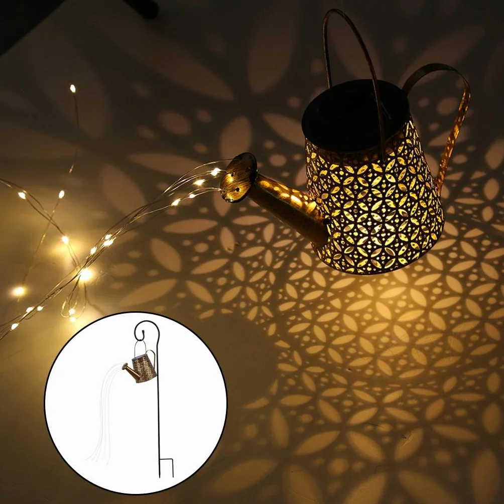 Konewka palik solarna lampa ogrodowa dekoracja podwórka lampa zewnętrzna hak w stylu G, lekka miedź + hak G