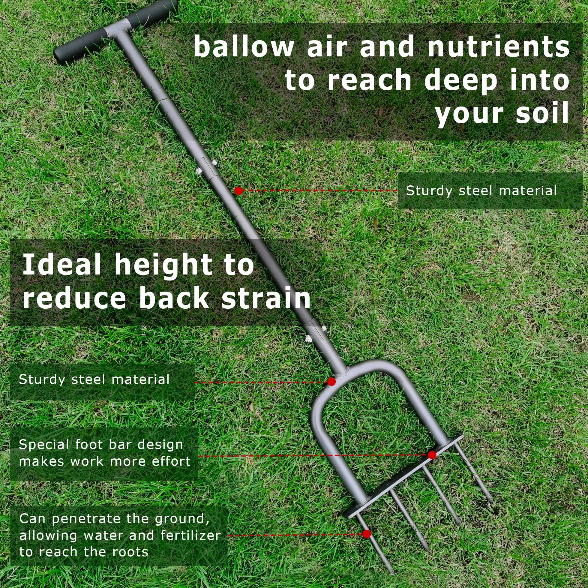 BARAYSTUS Mannual Lawn Aerator z regulacją wysokości do kompaktowych nawierzchni i lawns z aeratorem z 4 kolcami