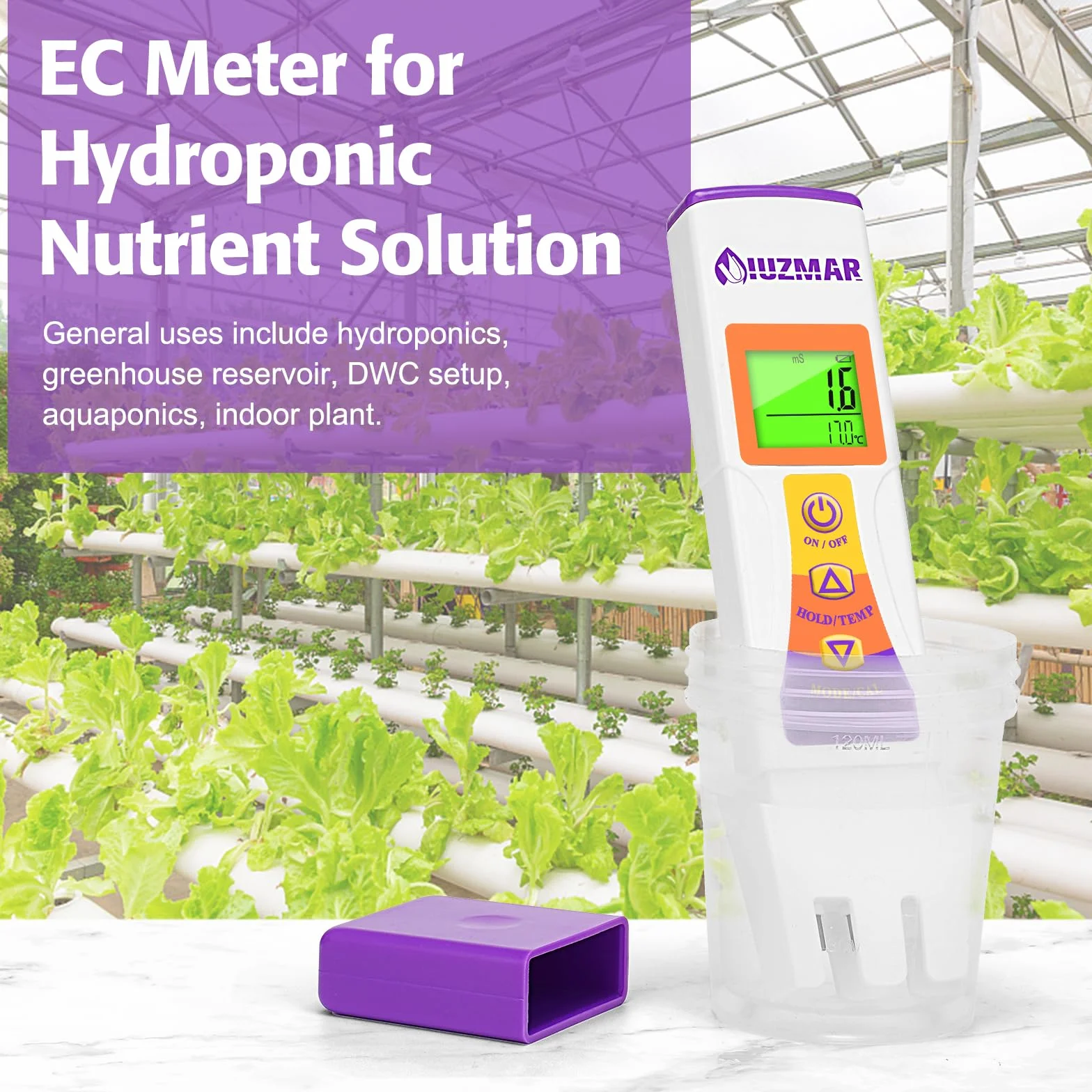 UIUZMAR Cyfrowy miernik TDS wody, tester wody pitnej, wody z kranu, 3 w 1 PPM EC miernik temperatury z wyświetlaczem LCD, nadaje się do filtrowanej wody, systemów RO, wody ze studni