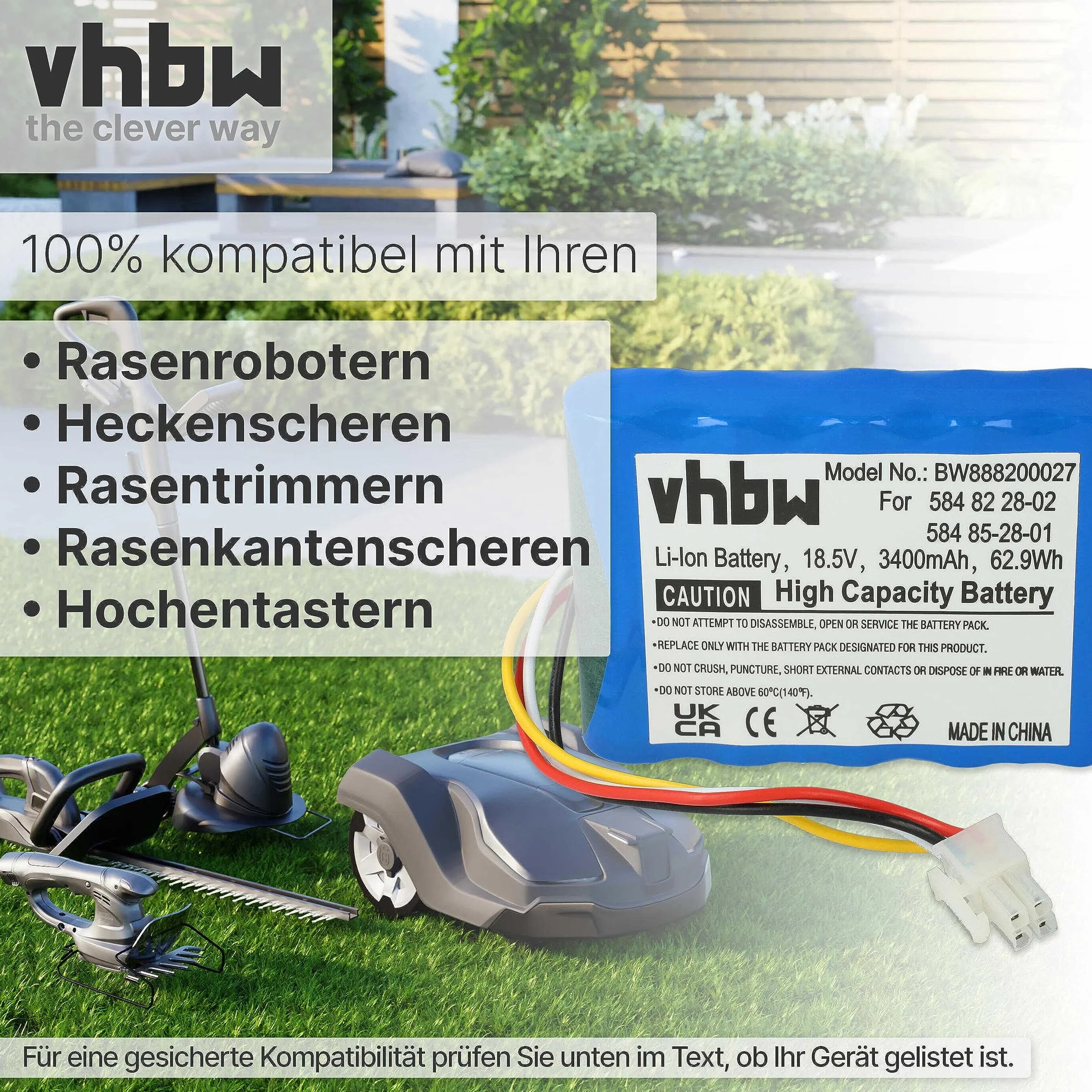 vhbw Li-ION Bateria 3400mAh 18,5V do kosiarki Husqvarna Automower 310 2015-2017