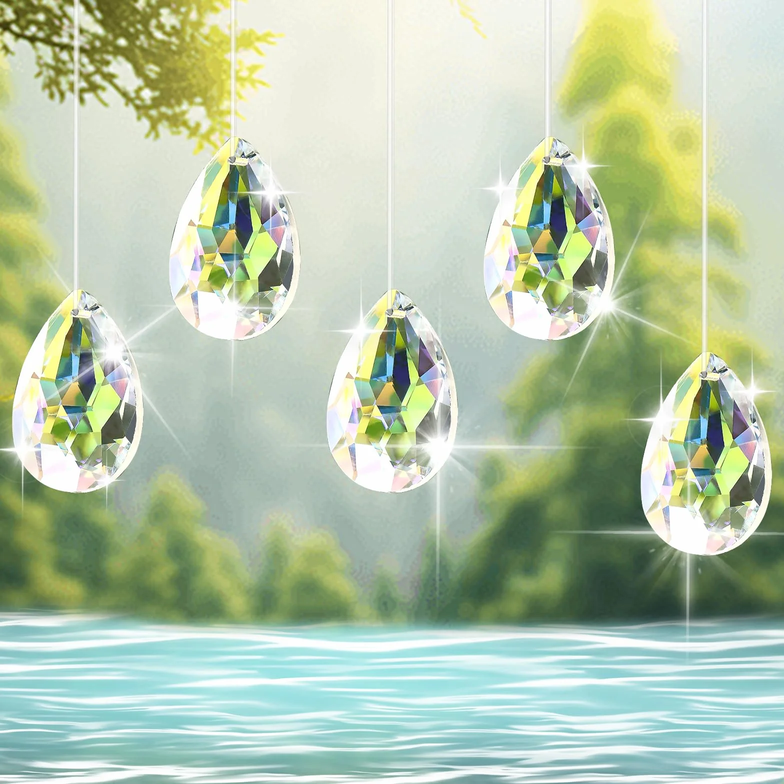 Kryształowy Łapacz Słońca 38 mm Zestaw 10 sztuk Suncatcher