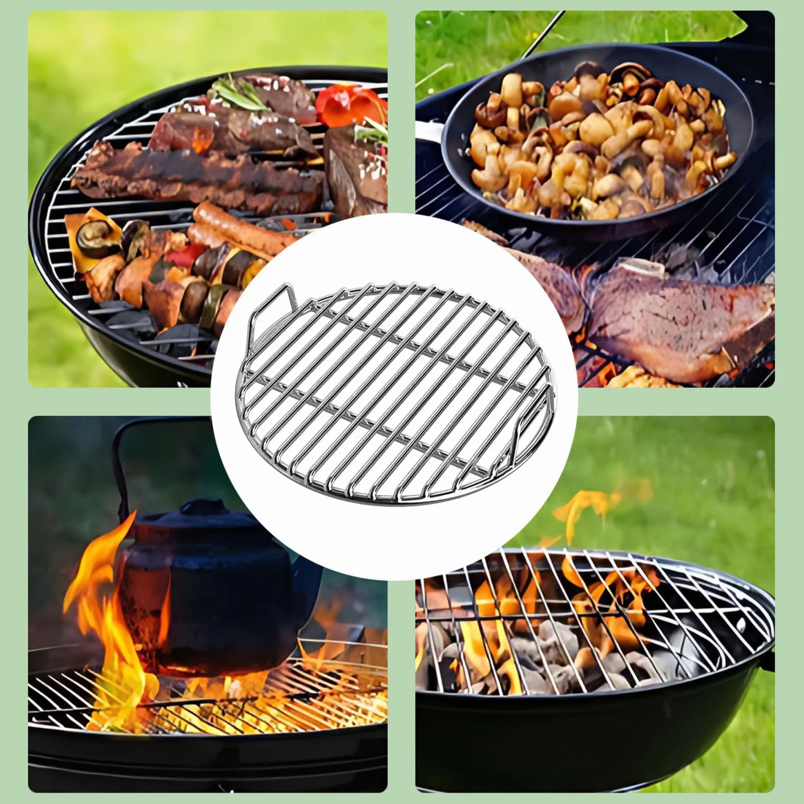 Nowy ruszt do grillowania ze stali nierdzewnej, okrągły, różne rozmiary, ruszt do grillowania na kemping, piknik, do ogrodu, trwała spawana konstrukcja, łatwa w czyszczeniu, równomierne nagrzewanie
