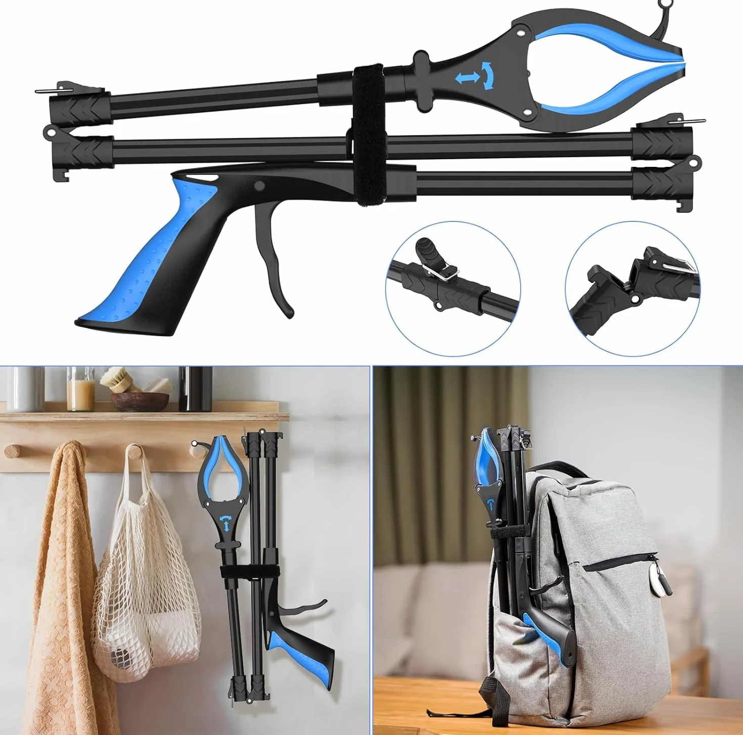 Szczypce chwytające dla seniorów, 95 cm – uchwyt z magnesem, aluminiowy chwytak do Rubbish, obrotowa głowica, antypoślizgowy uchwyt, idealne do gospodarstwa domowego, ogrodu, zbierania śmieci