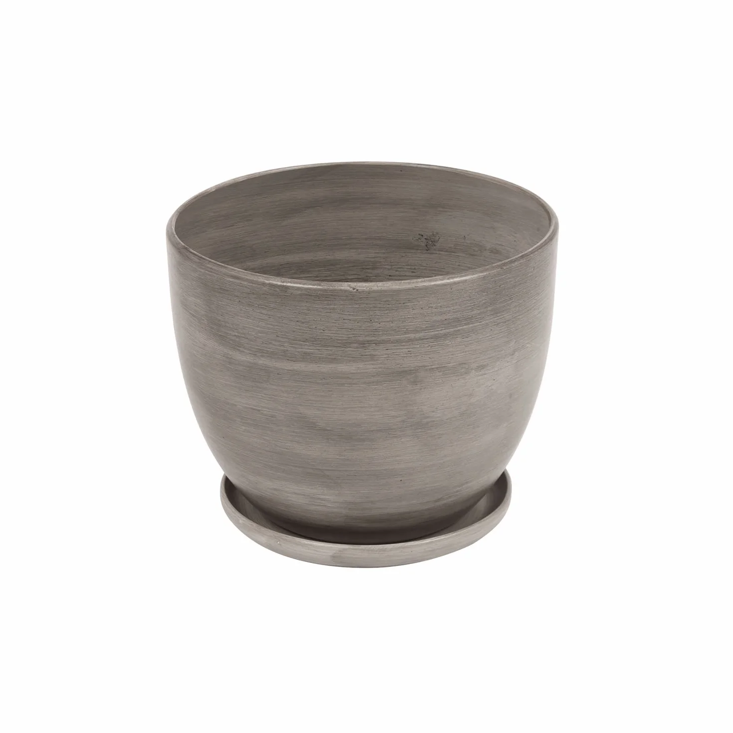 Doniczka ceramiczna Ekoceramika szara 160 mm z podstawką