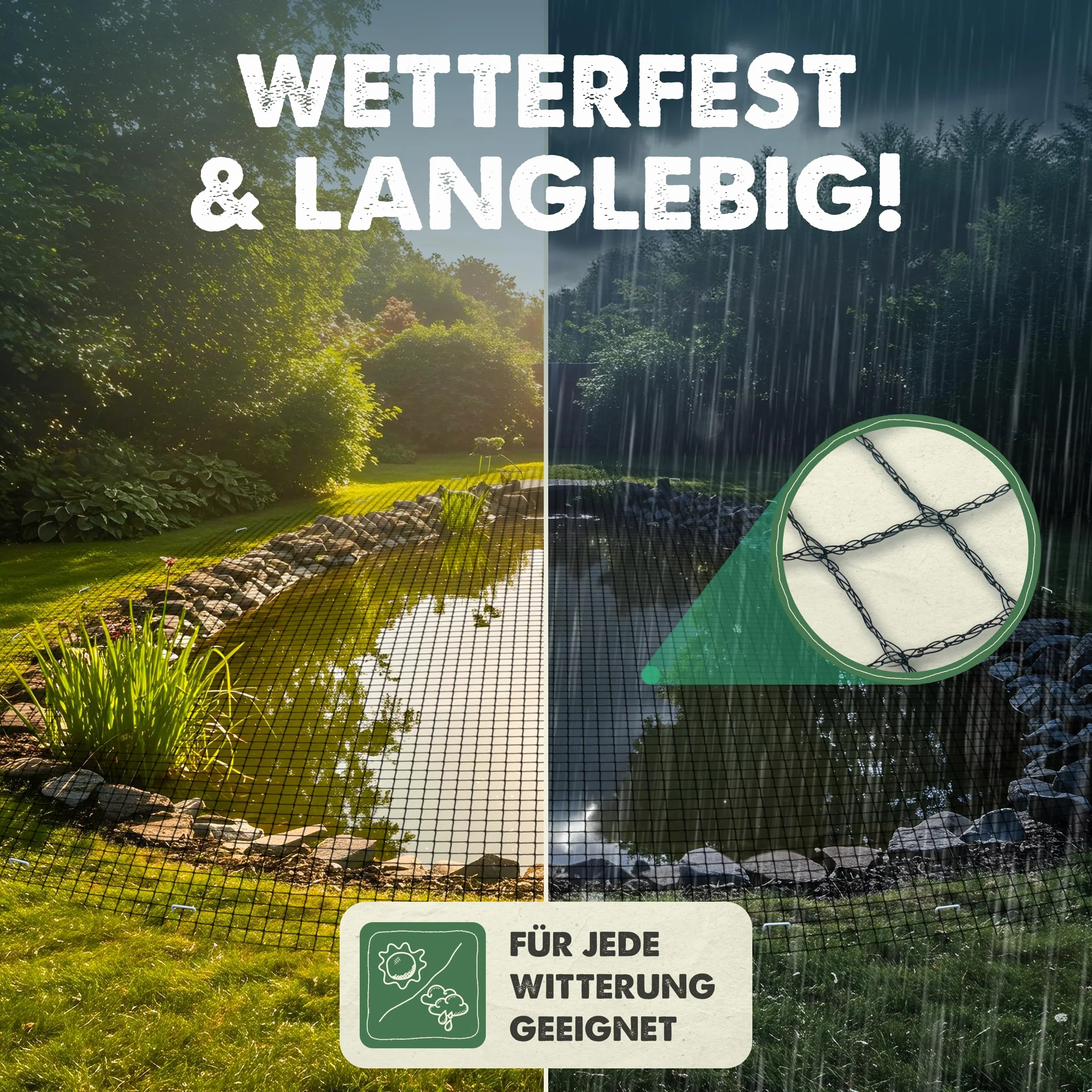 LAINFELD Siatka na staw o drobnych oczkach, 3 x 3 m, odporna na warunki atmosferyczne i promieniowanie UV, siatka dla ptaków, siatka balkonowa przeciwko gołębi i czapli